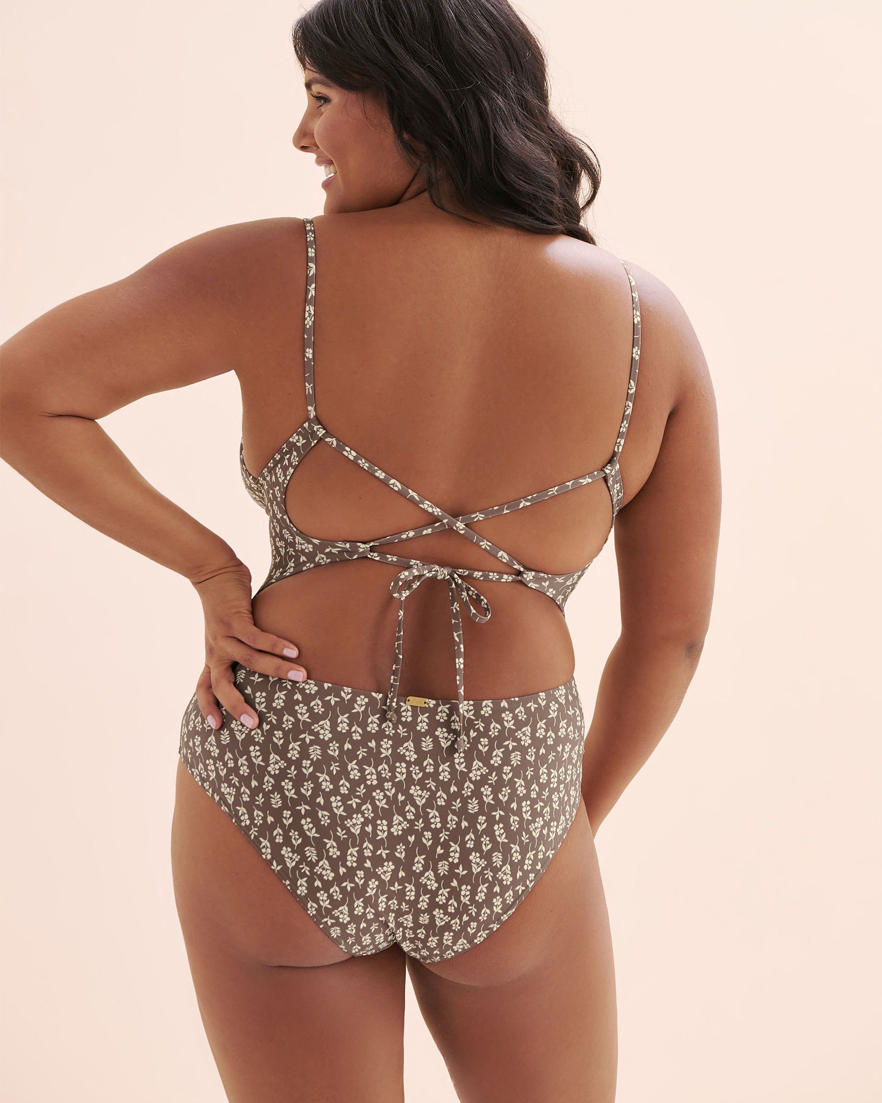 TROPIK Floral One-Piece Swimsuit Brown and white 01400121 - View7