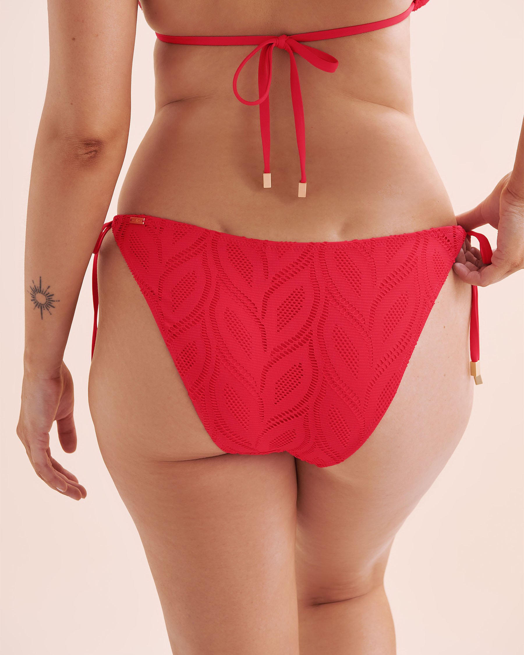 SANTEMARE Bas de bikini brésilien en dentelle Rouge 01300518 - Voir5