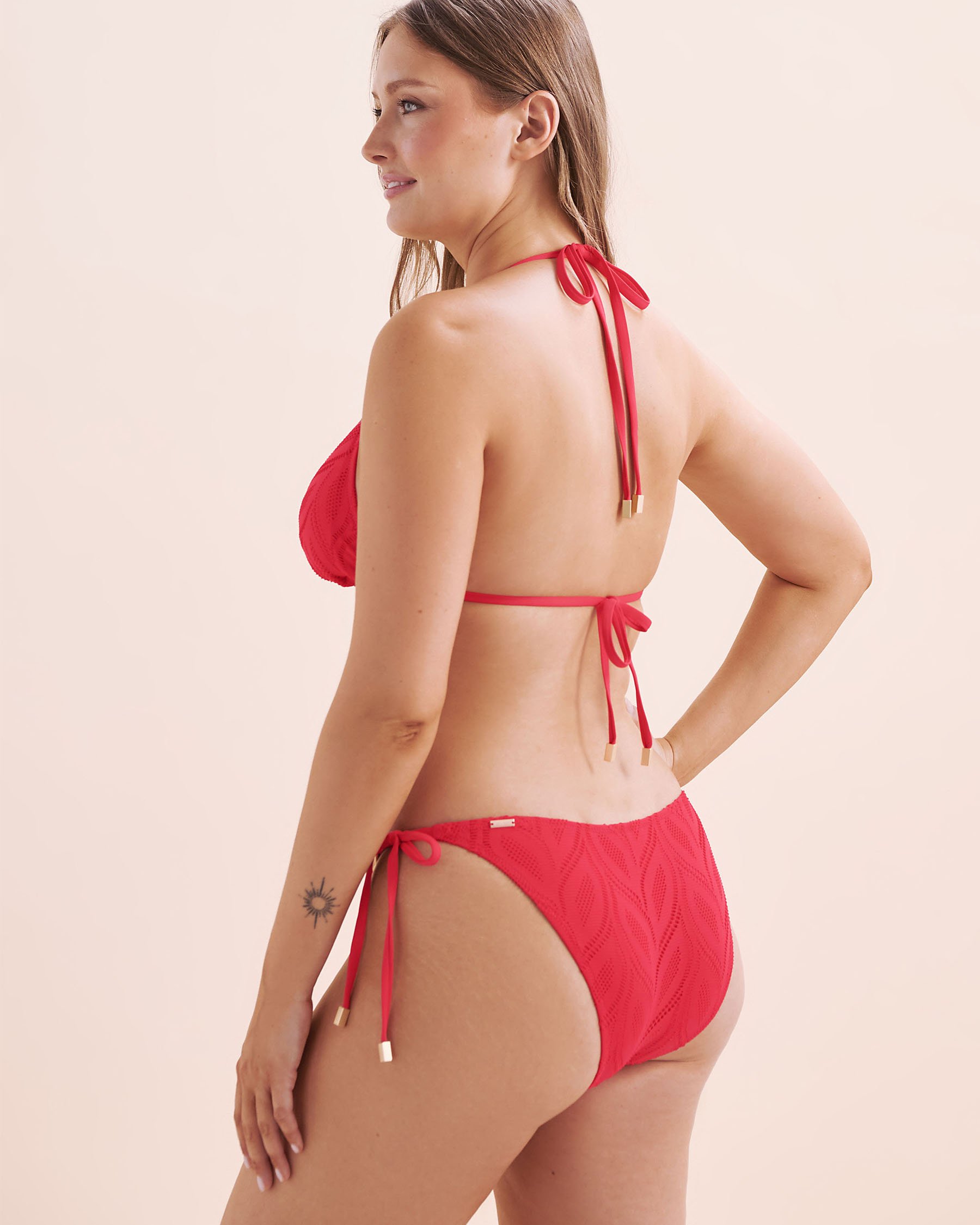 SANTEMARE Haut de bikini triangle en dentelle Rouge 01100491 - Voir6