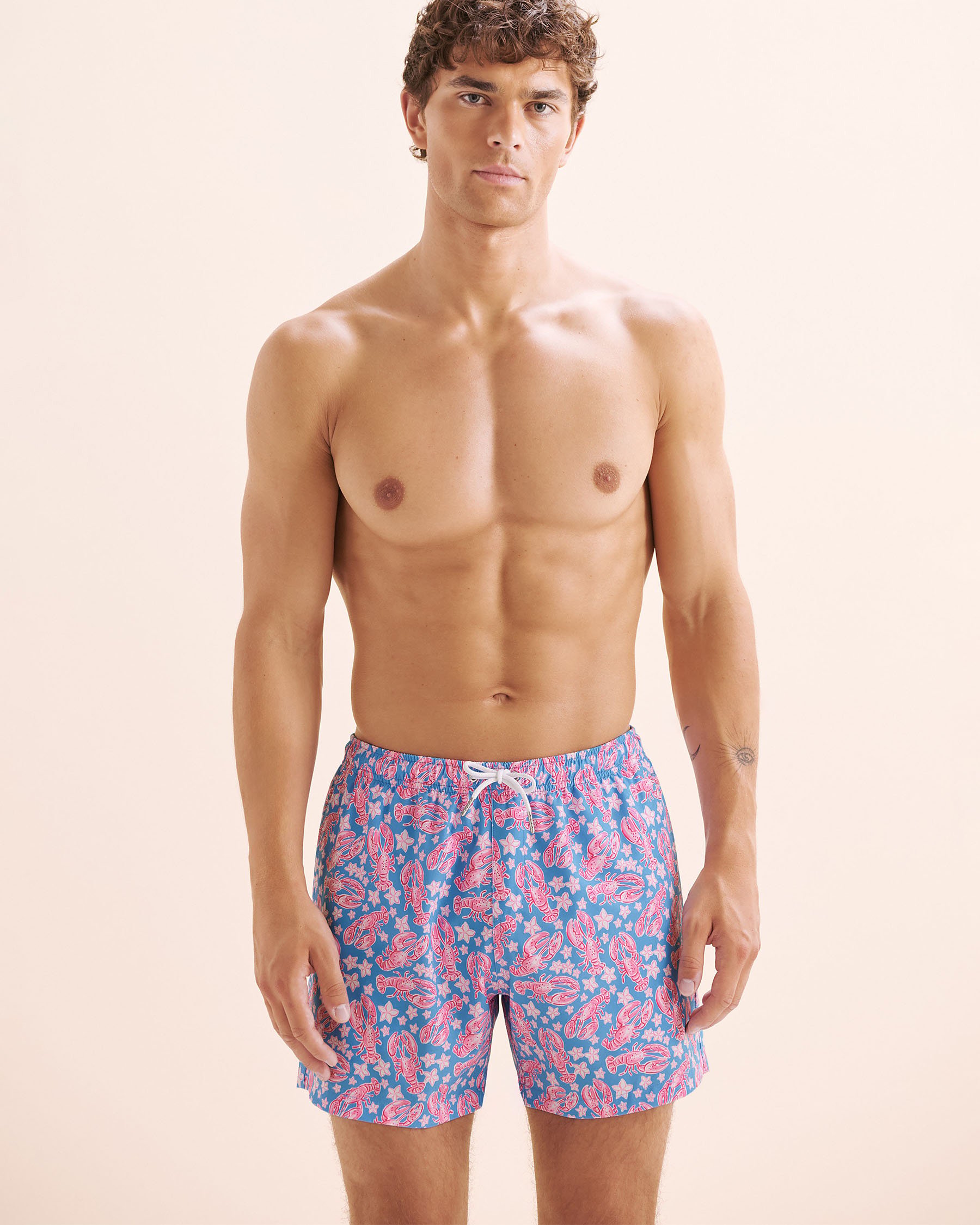 BERMIES Lobster Coralway Classic Mesh Liner Swimsuit Blue and pink LOBSCRLW-CLA - View5