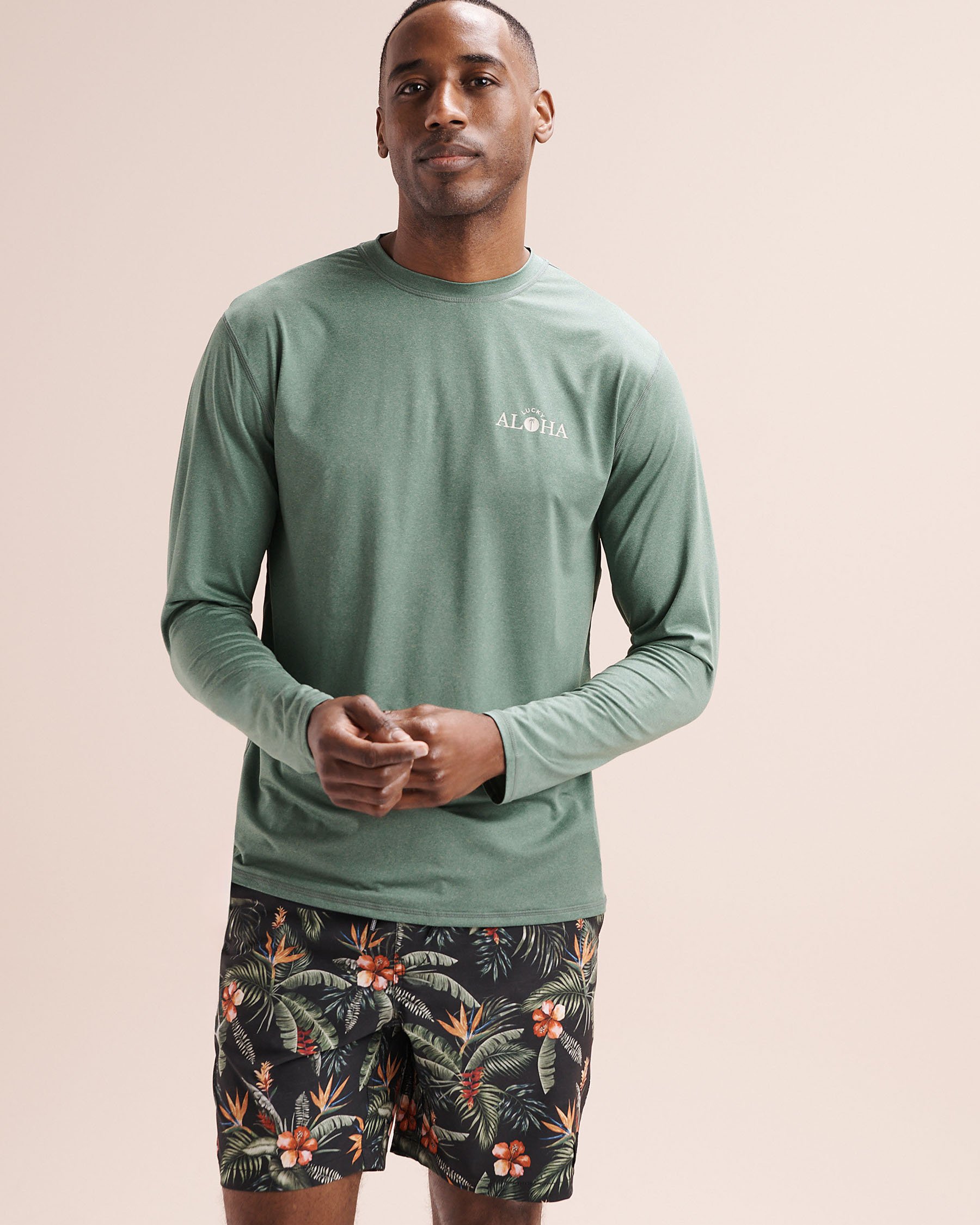 LUCKY ALOHA Interval Long Sleeves Rashguard Olive green INT7767 - View2