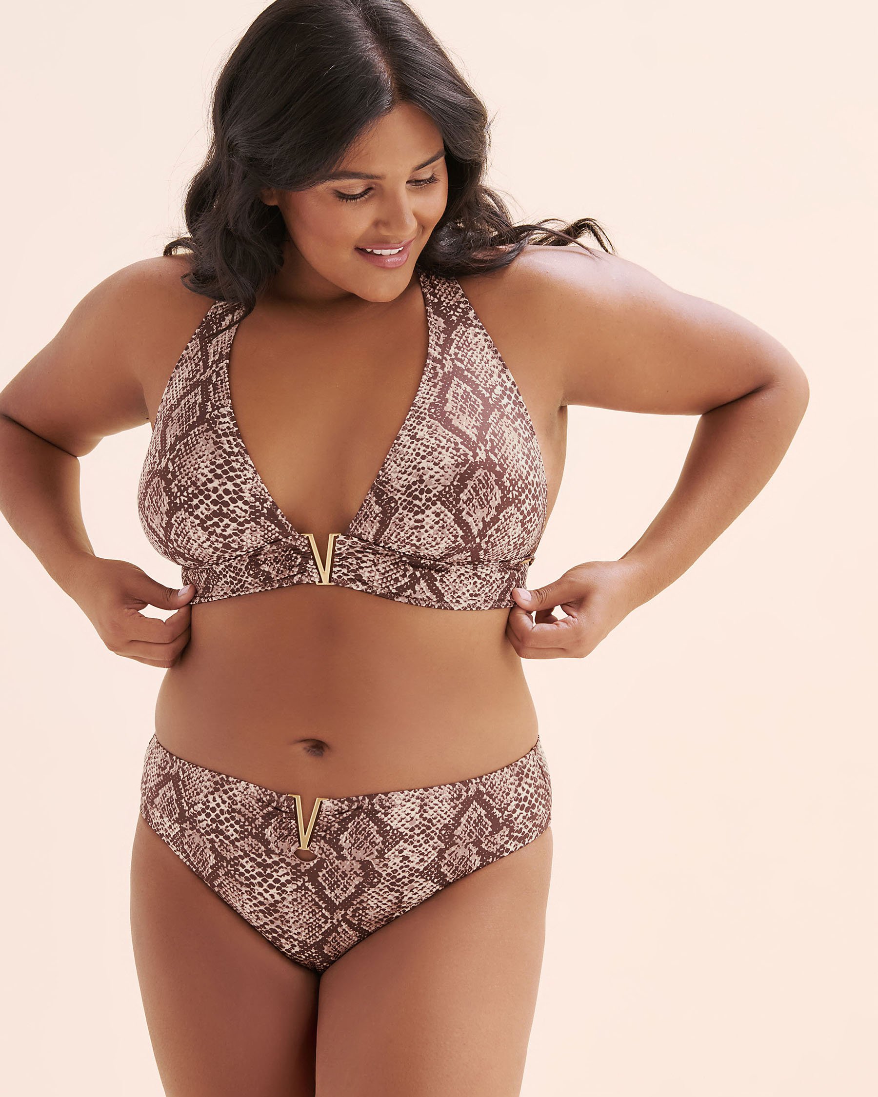 SANTEMARE Bas de bikini échancré taille mi-haute Brun 01300517 - Voir9