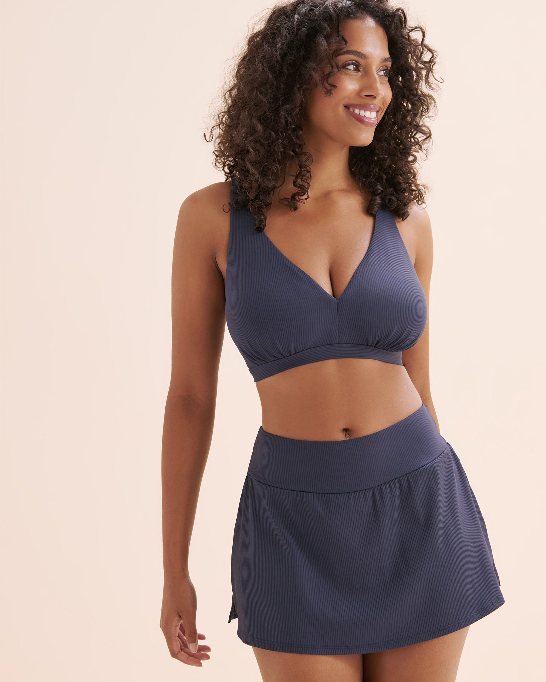 EAU DE SEA Ribbed High-Rise Skirt Bikini Bottom Mood Indigo Blue 01300500 - View4