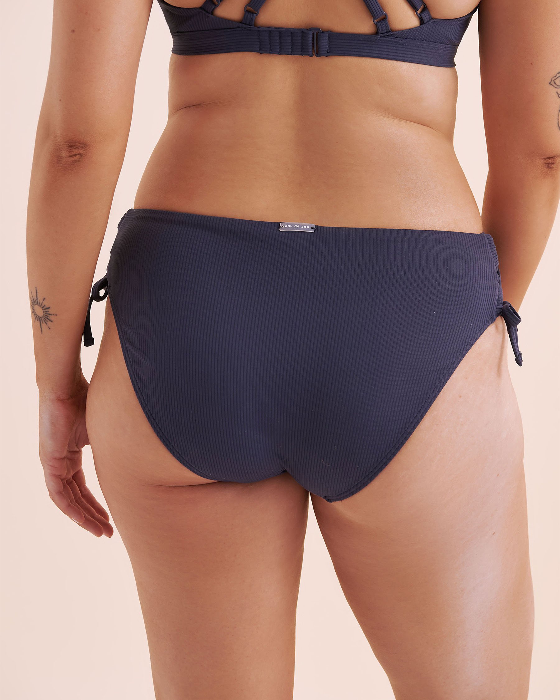 EAU DE SEA Bas de bikini côtelé noué Bleu indigo profond 01300499 - Voir5