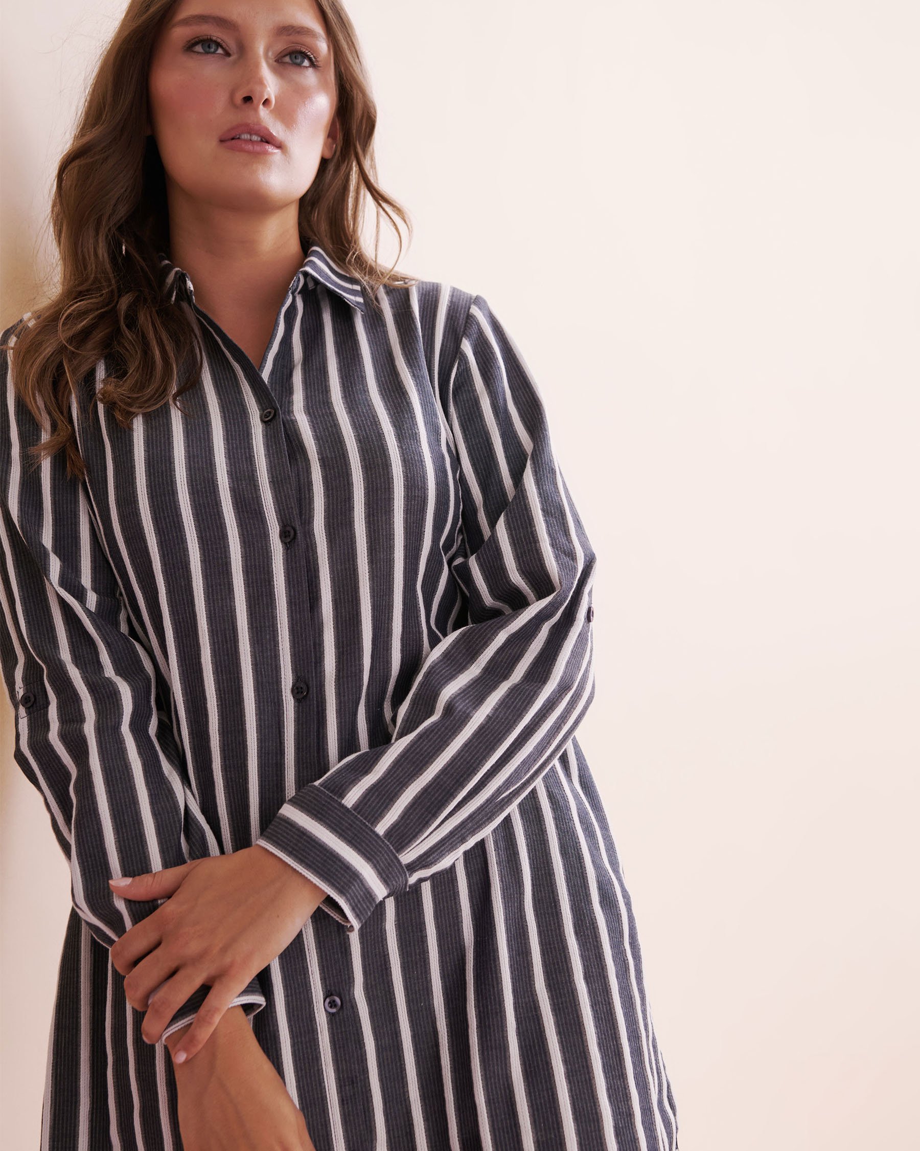 EAU DE SEA Striped Textured Shirt Blue and white 02100044 - View9