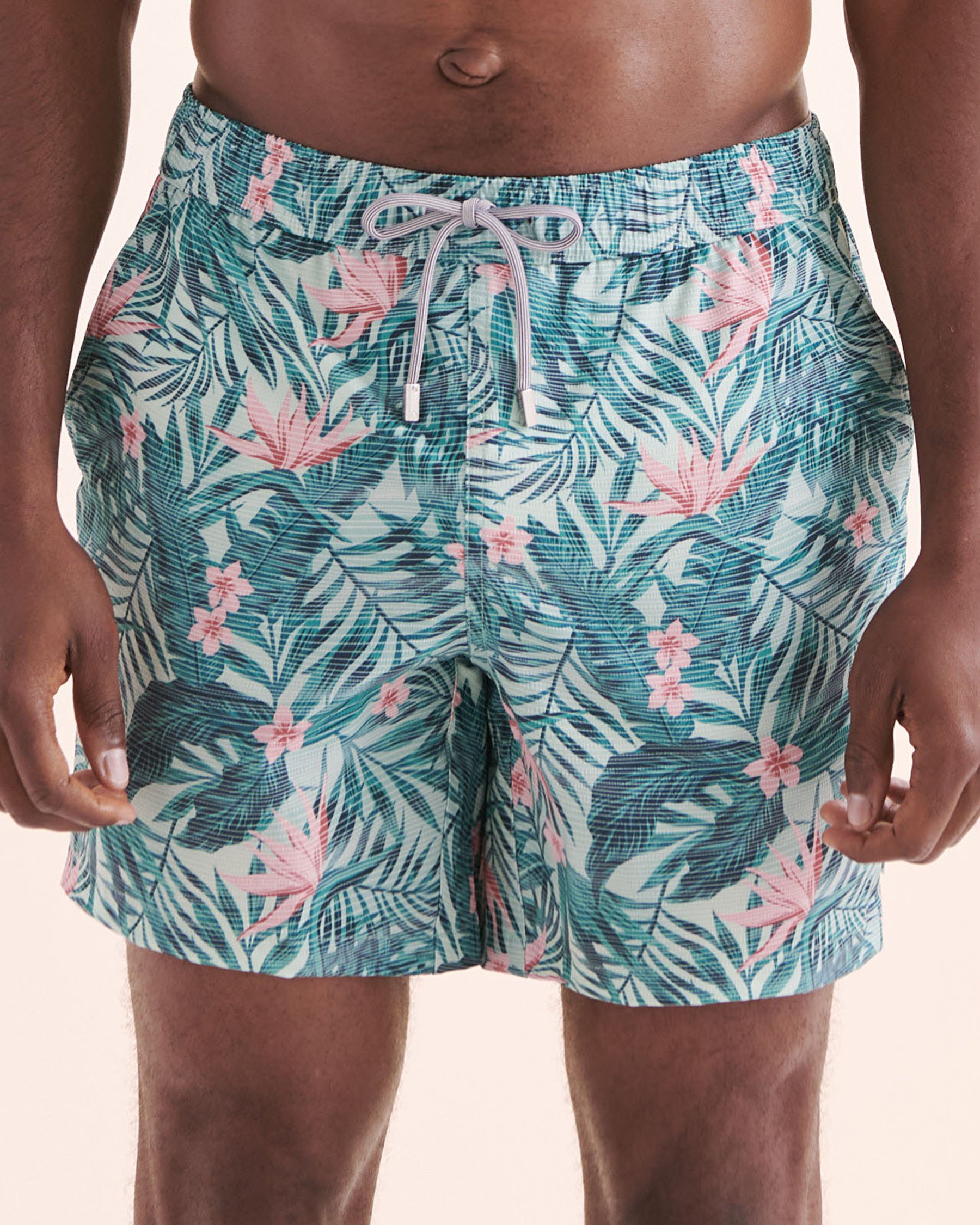 PUBLIC BEACH Tropical Pulse Volley Swimsuit Blue and pink PB8635BIK - View3