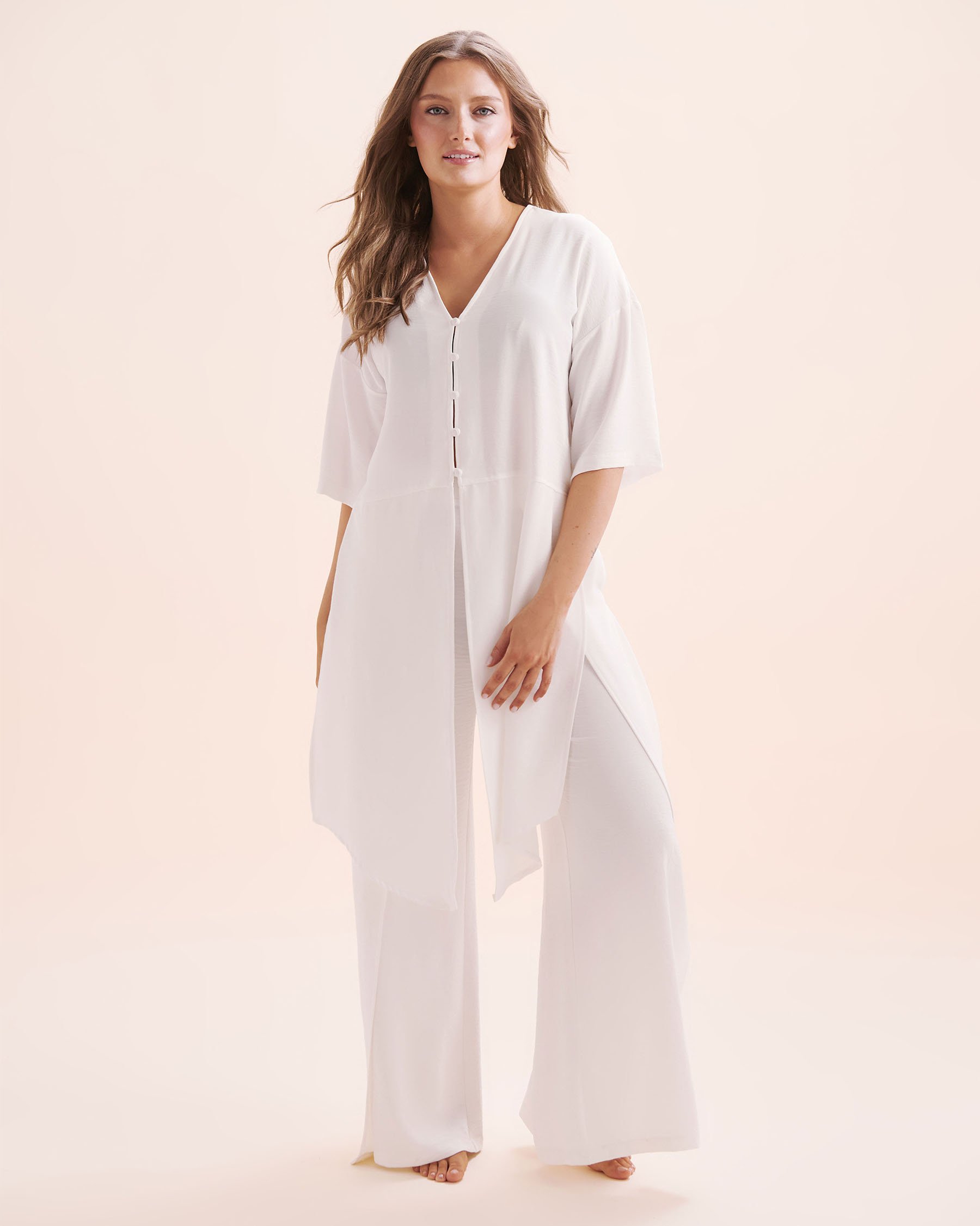 EVERYDAY SUNDAY Pantalon de plage à jambes larges Blanc ESBEAW05869 - Voir5
