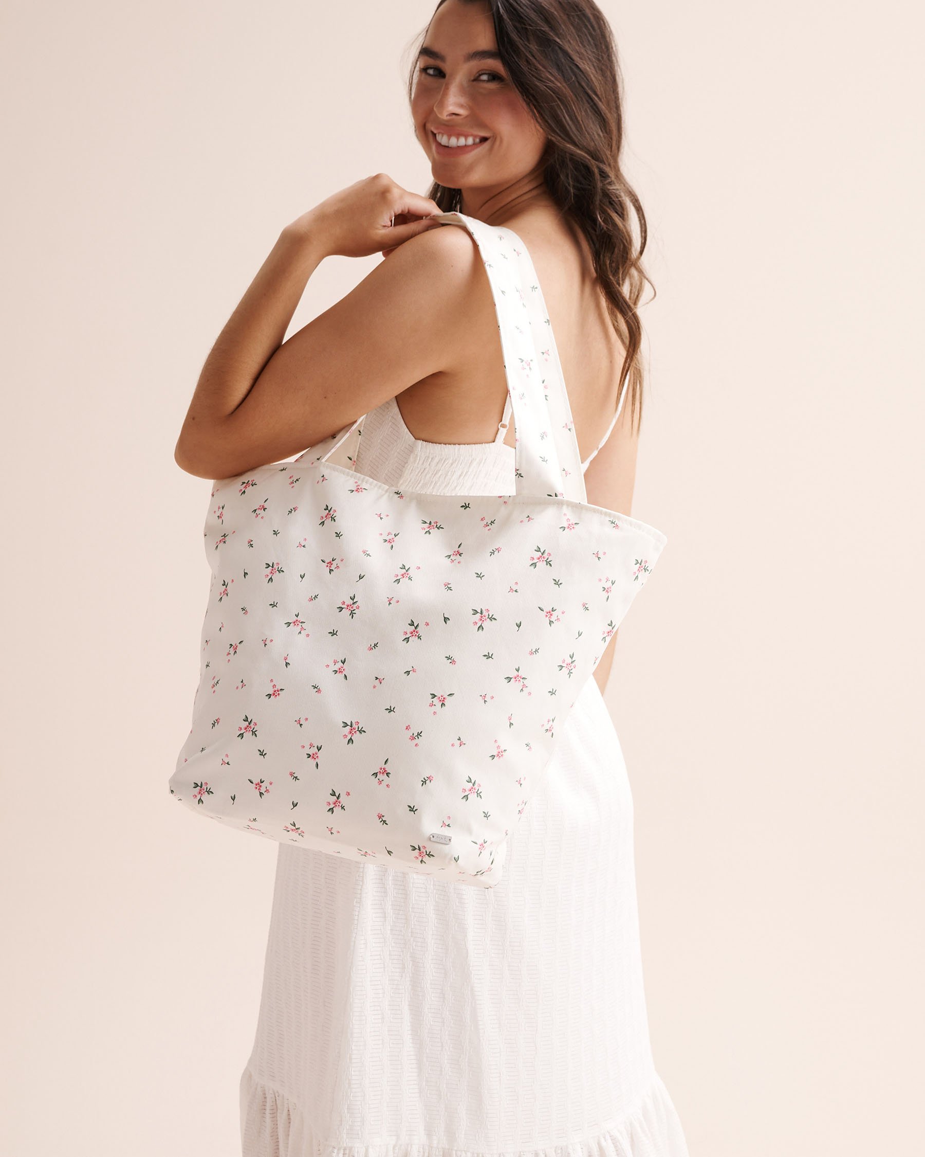 TROPIK Sac en toile fleuri Blanc 02500015 - Voir4