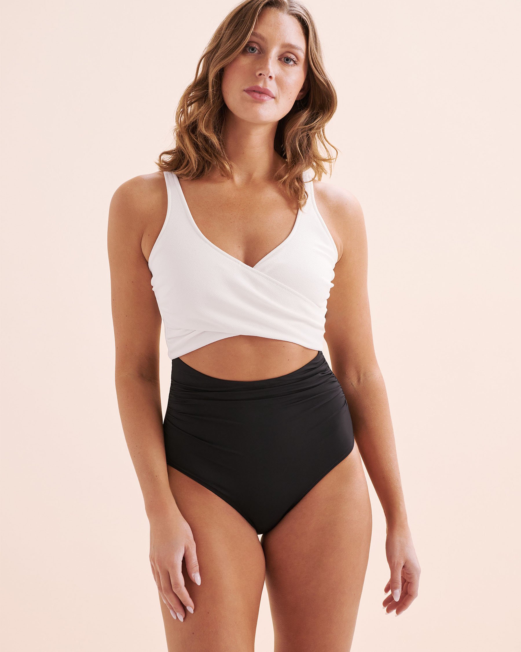 EVERYDAY SUNDAY Classic Wrap One-piece Swimsuit Black & White ESBEAW00964F - View6