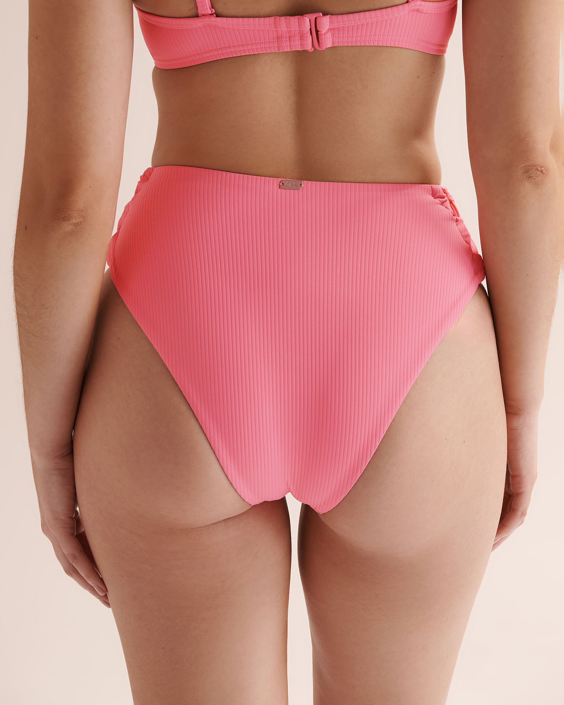 TROPIK Bas de bikini échancré taille haute côtelé Rose cosmos 01300538 - View2