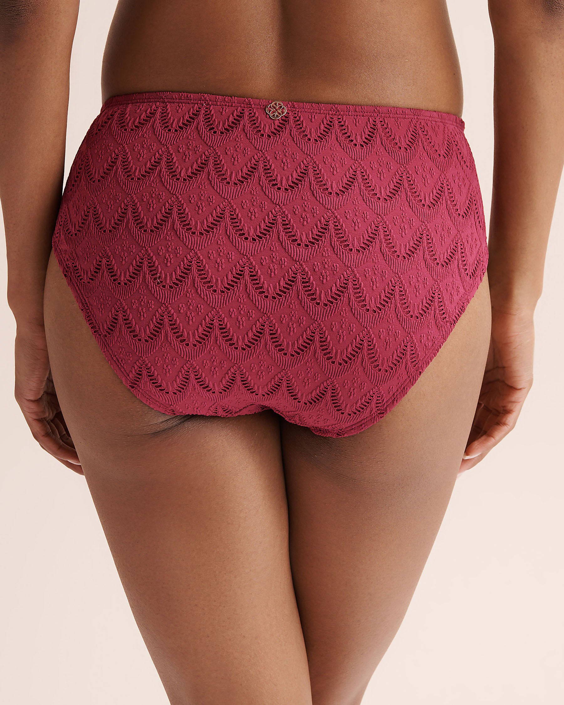 TURQUOISE COUTURE Bas de bikini texturé mi-haut Violet Beaujolais 01300526 - Voir4