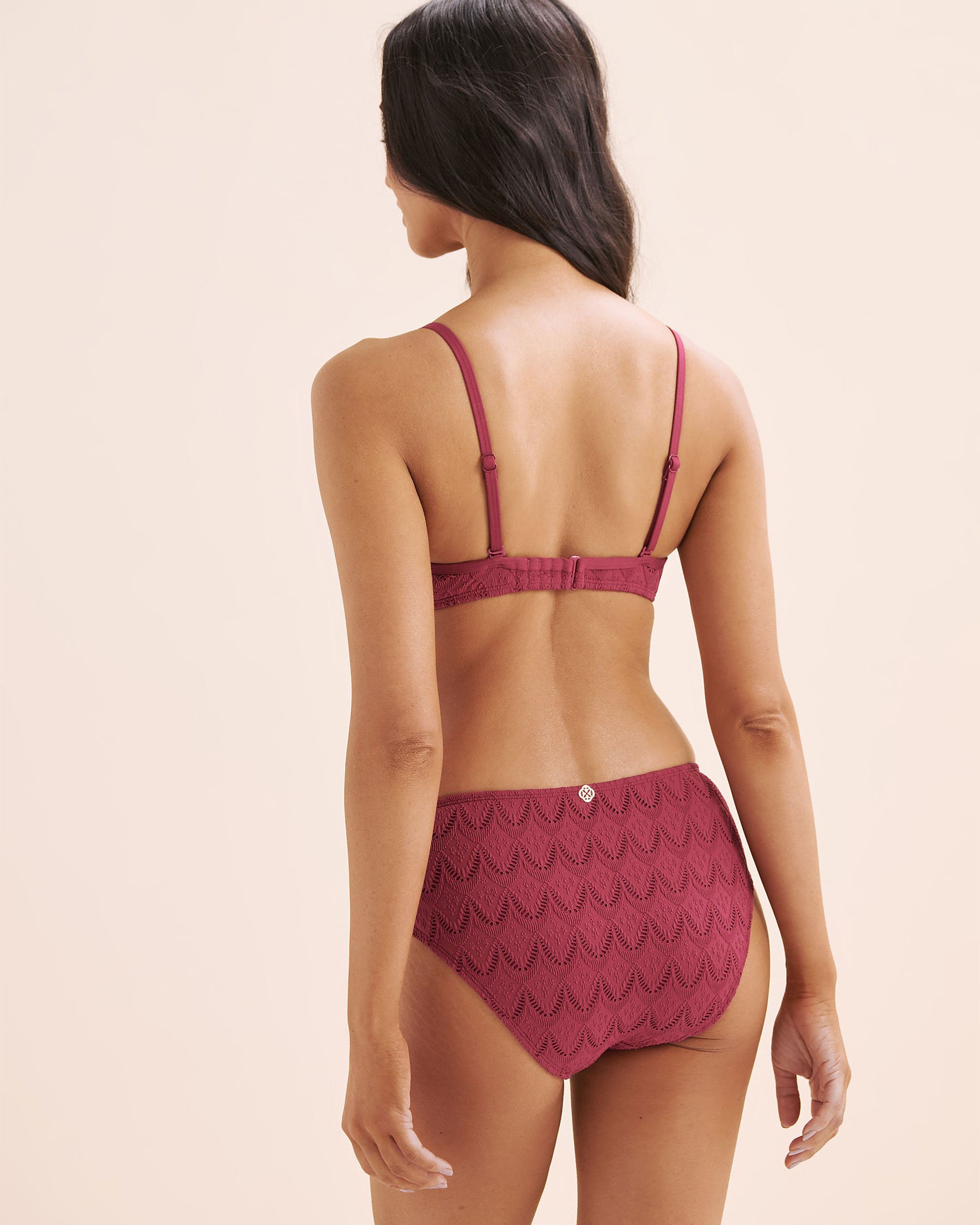 TURQUOISE COUTURE Haut de bikini plongeant texturé Violet Beaujolais 01100496 - Voir6