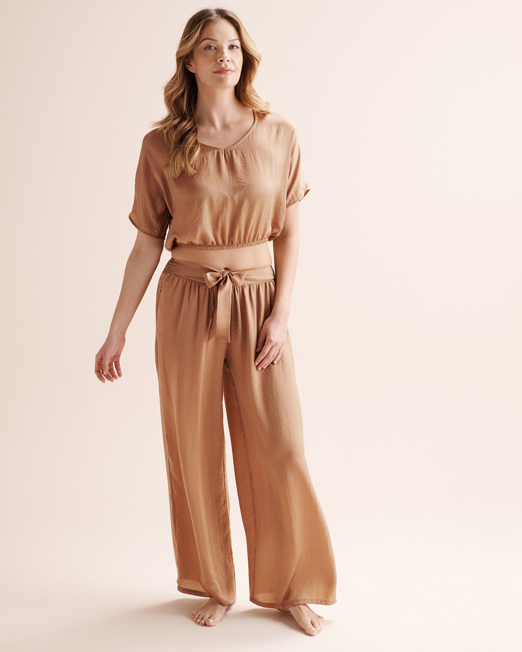 SANTEMARE Satin Pants Brown 02200115 - View5