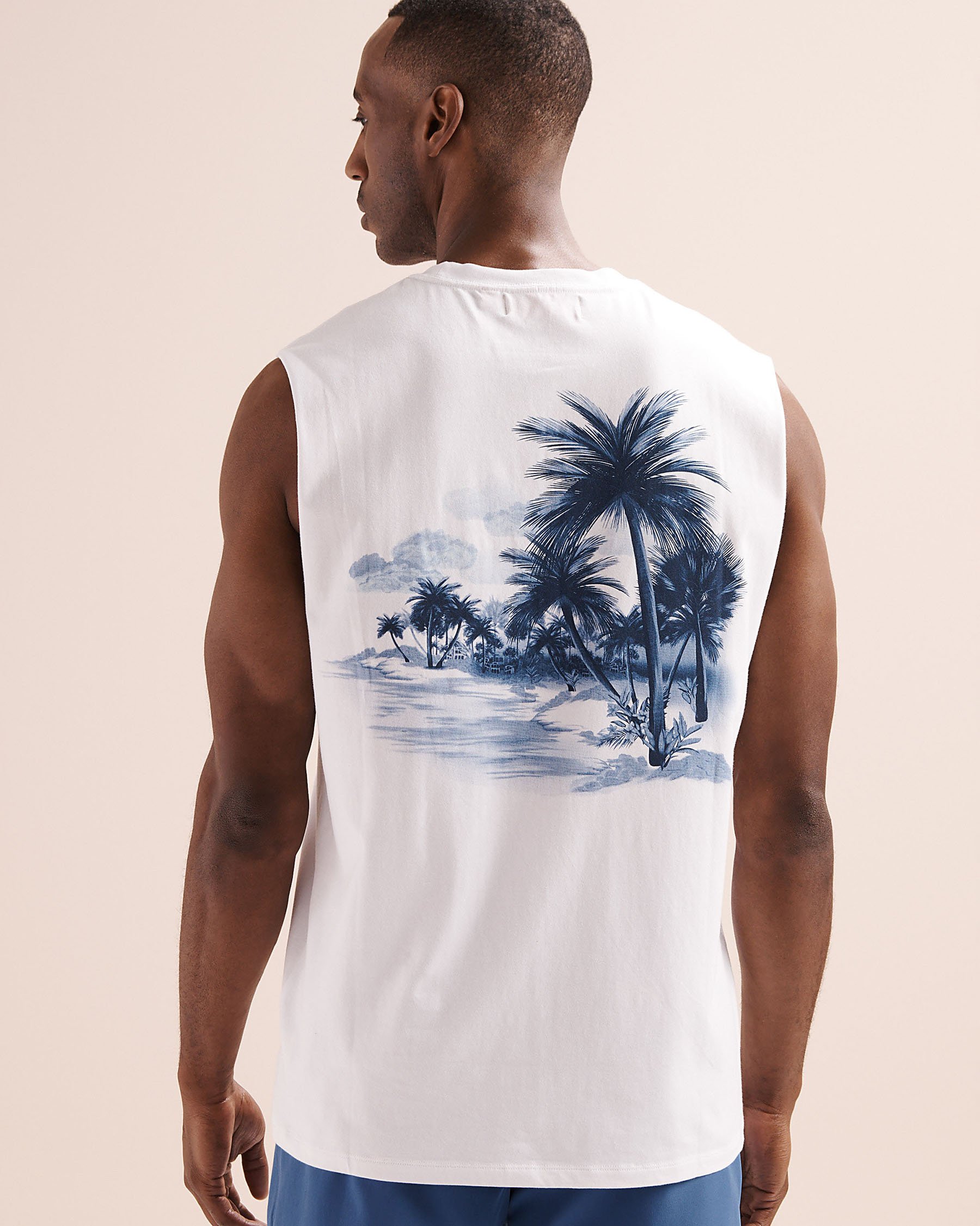 HAMABE Tropical Printed Tank Top White 04100058 - View4
