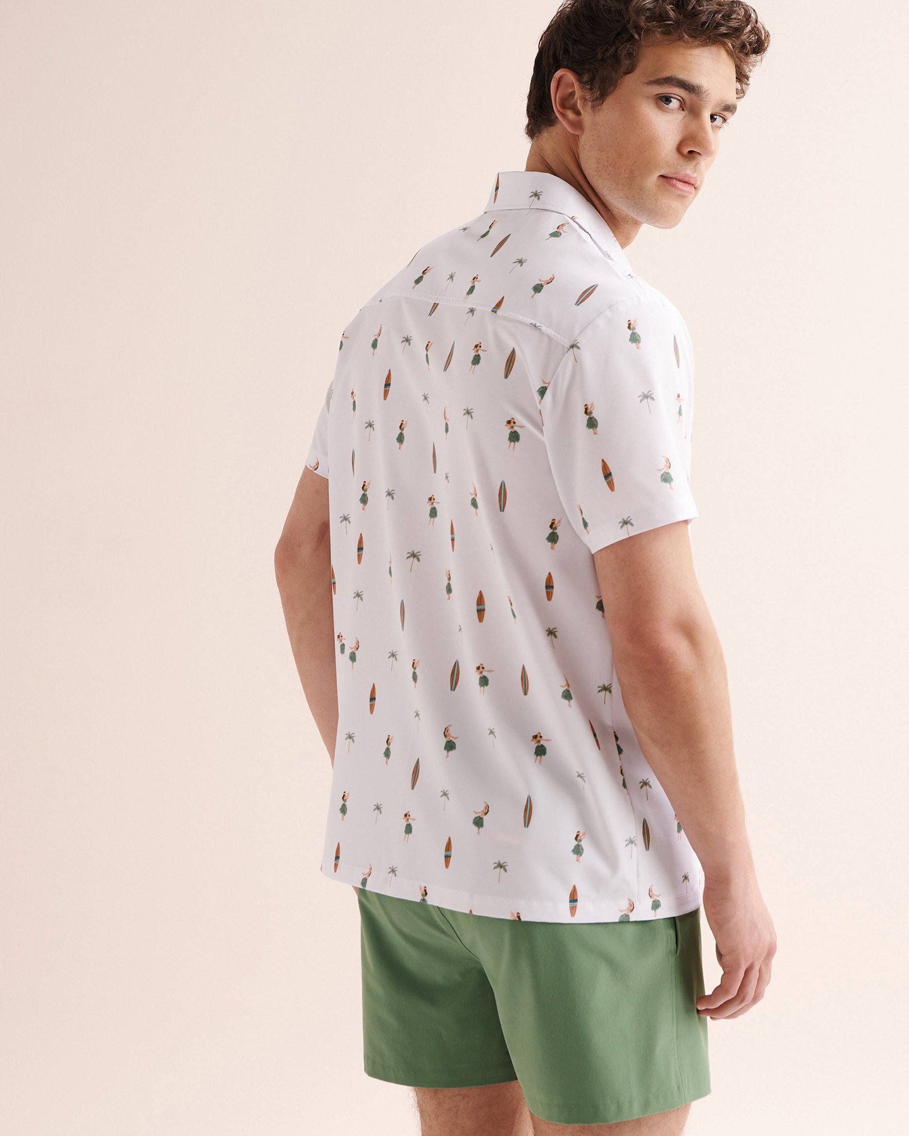 HAMABE Hawaiian Short Sleeve Shirt White 04100063 - View4