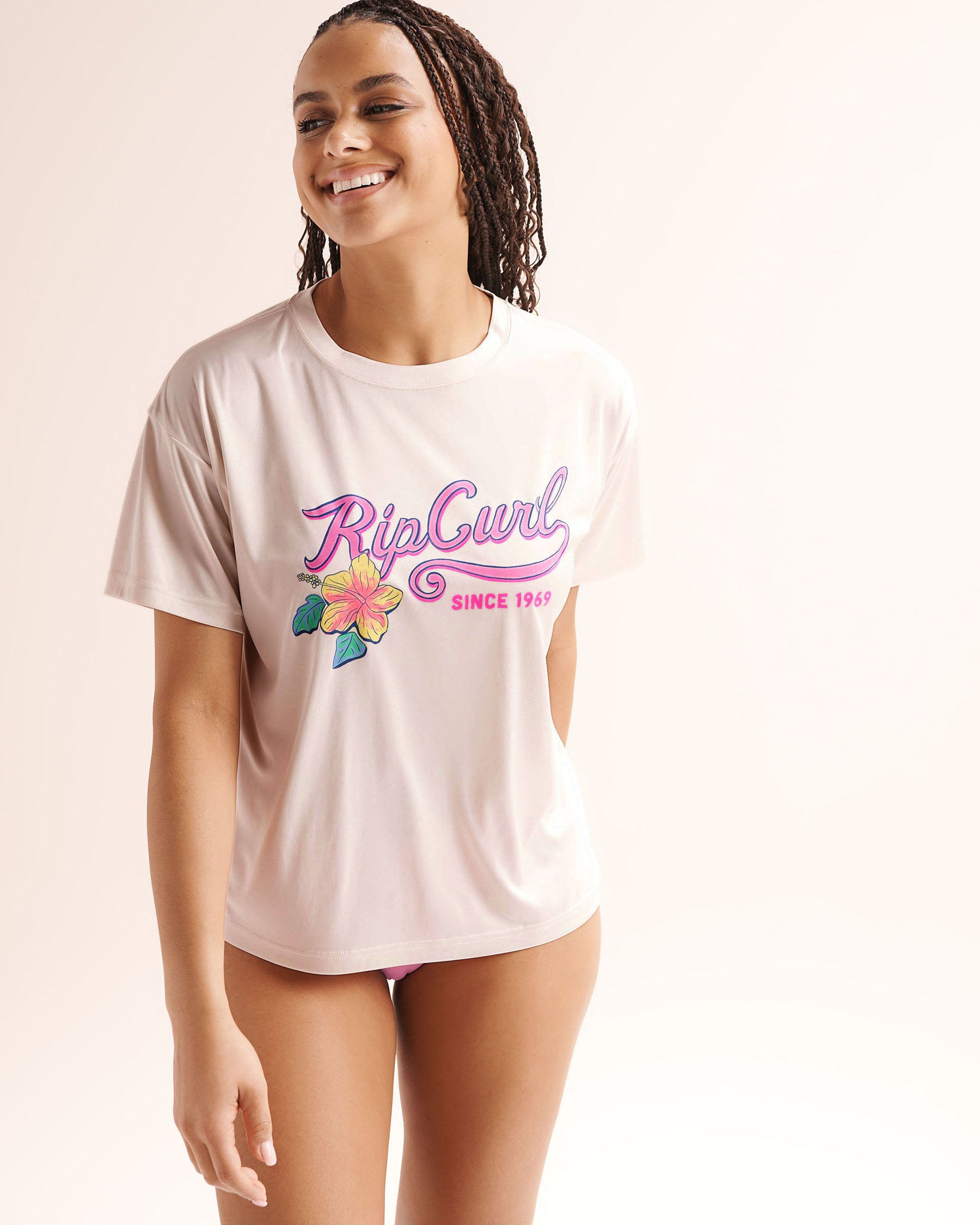 RIP CURL Half Moon Bay Short Sleeves Surf Lite T-Shirt White 1A7WRV - View1