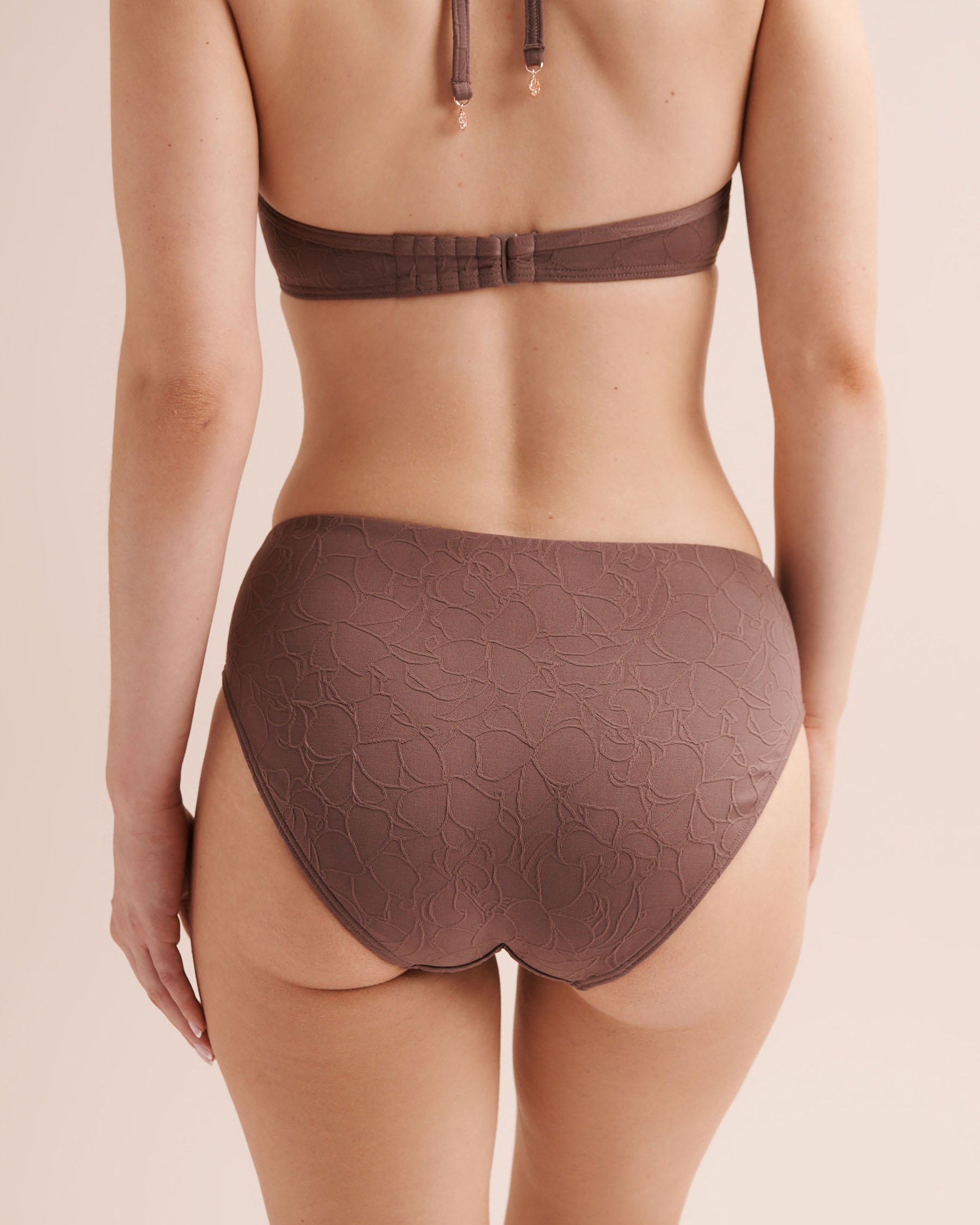 TURQUOISE COUTURE Textured Folded Tummy Control Bikini Bottom Brown 01300590 - View4