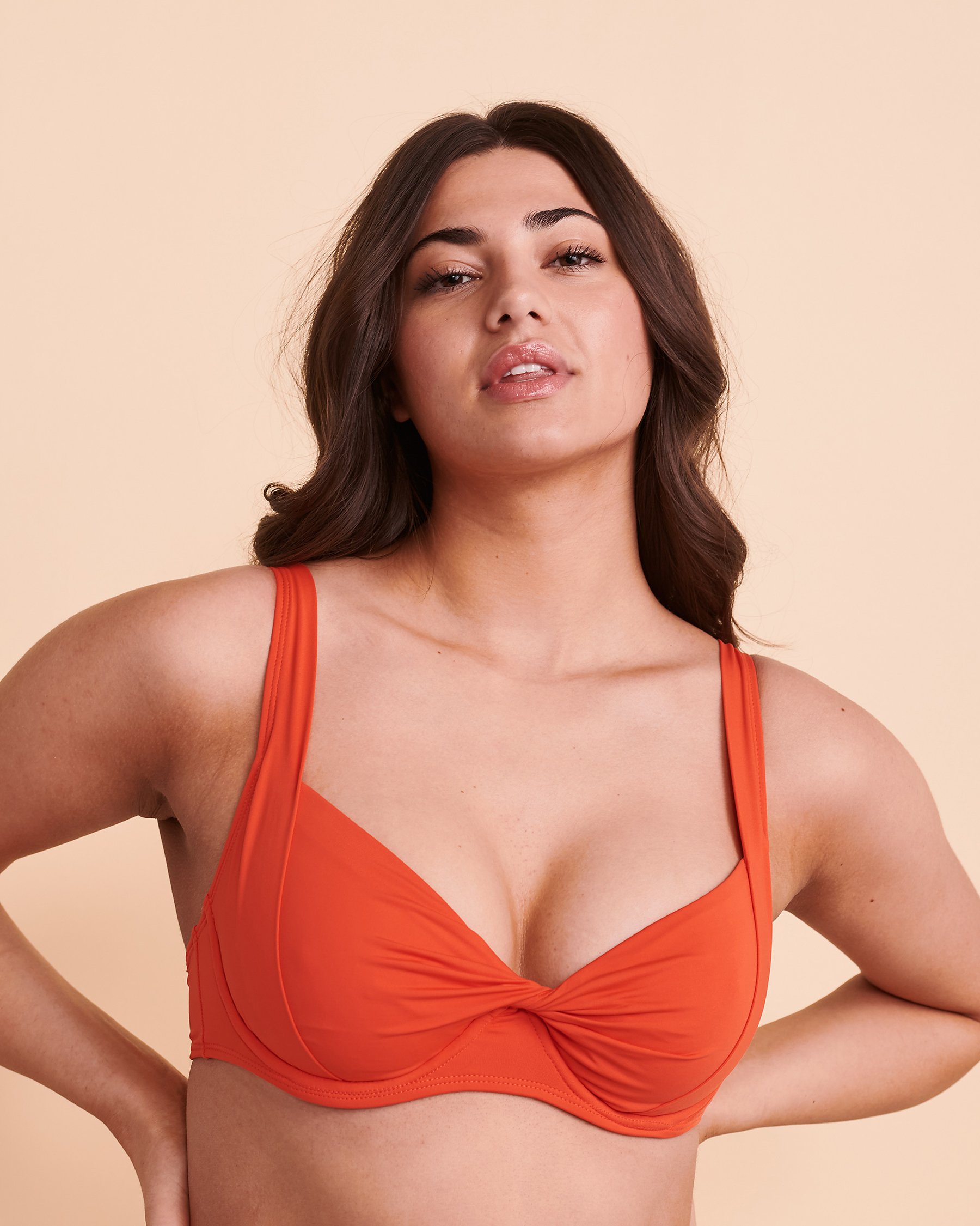 ANNE COLE Haut de bikini torsadé LIVE IN COLOR Rouge tropical 22MT10601 - Voir1