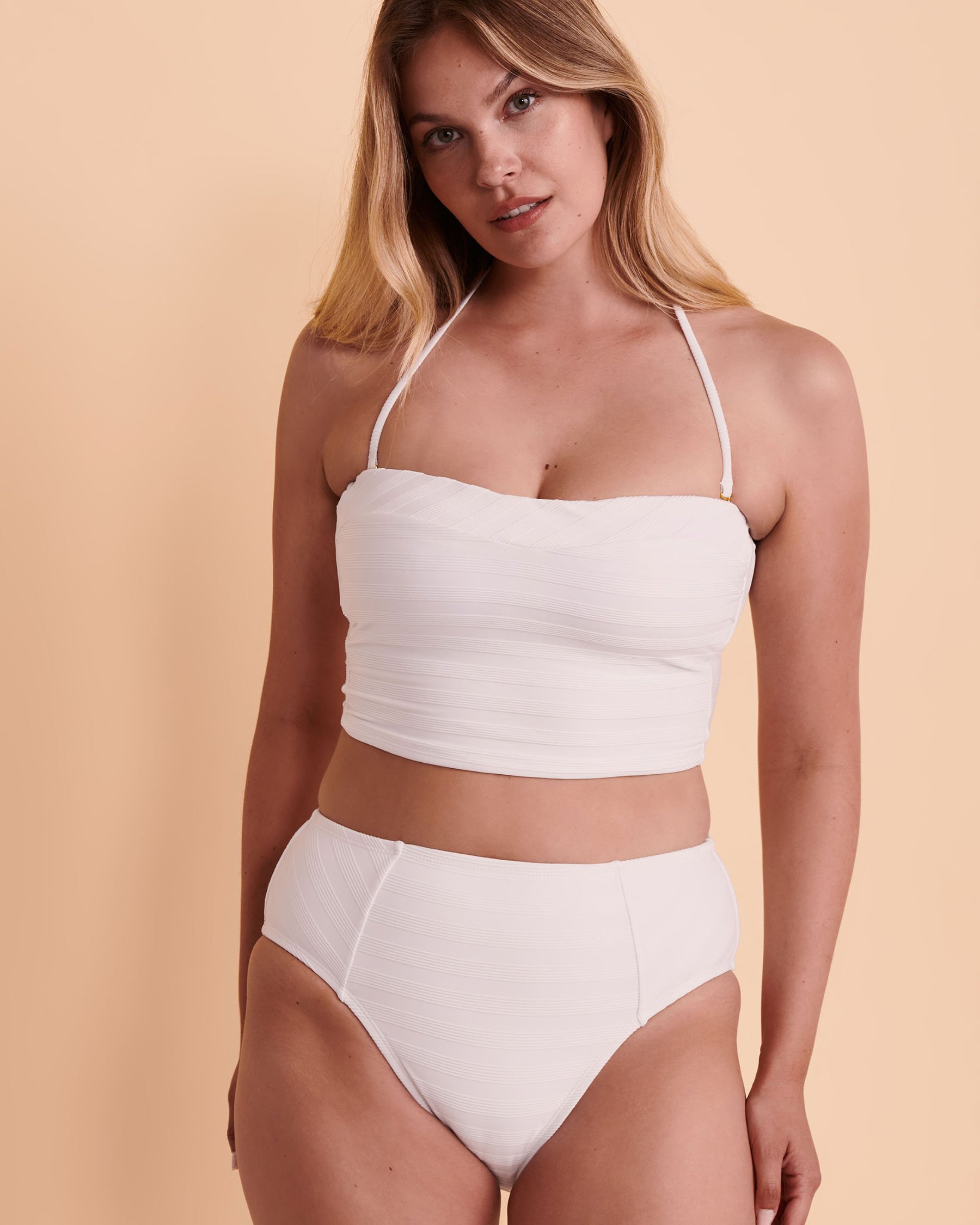 LA BLANCA Haut de bikini bandeau LINEA COSTA Blanc LB2CE72 - View1