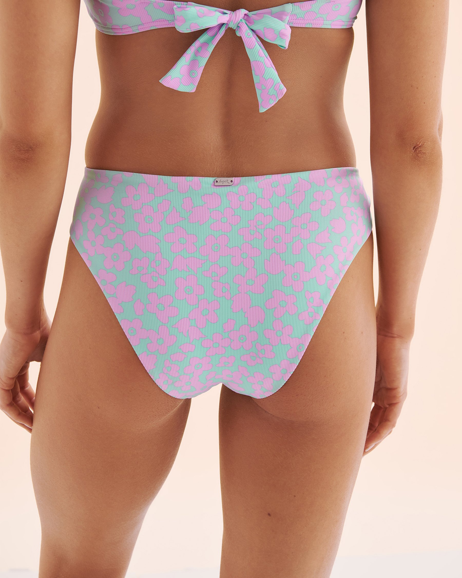 TROPIK Bas de bikini côtelé échancré Maui Bleu et mauve 01300429 - Voir8