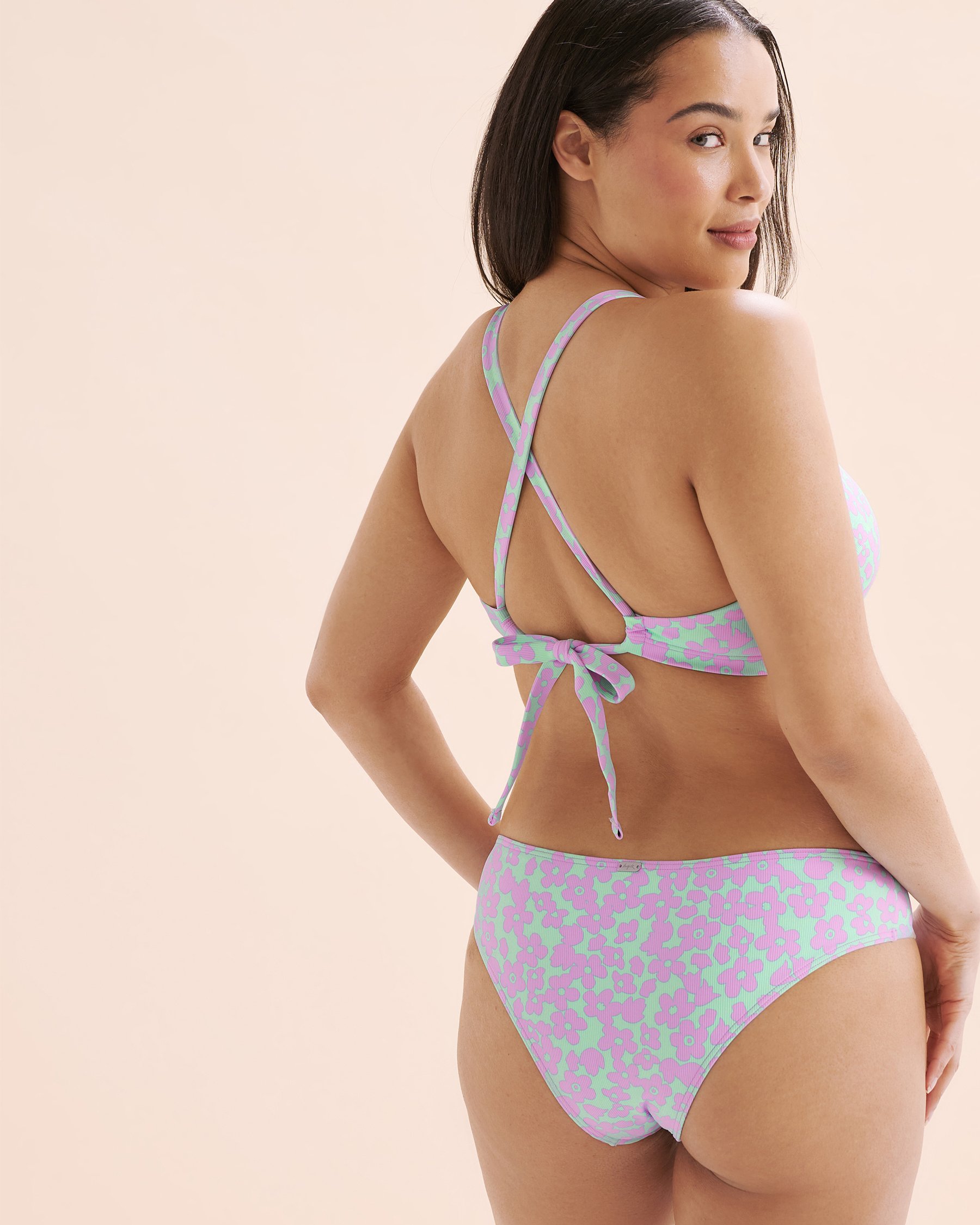 TROPIK Maui Ribbed D Cup Bralette Bikini Top Blue and purple 01200103 - View2