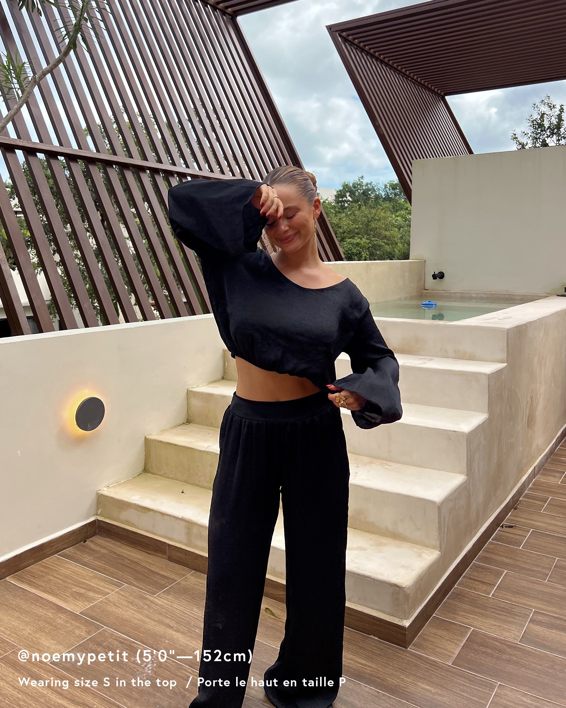 SANTEMARE Satin Crop Top Black 02100030 - View1