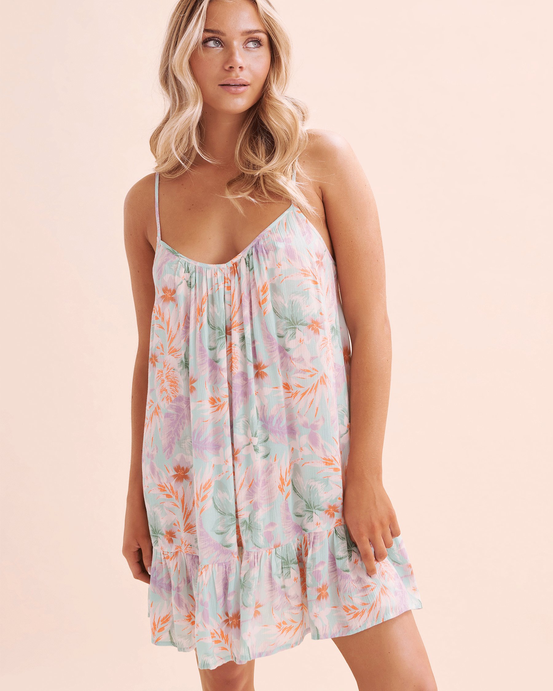 BILLABONG Robe courte de plage Beach Vibes Fleurs Lilas 24O601512 - Voir1