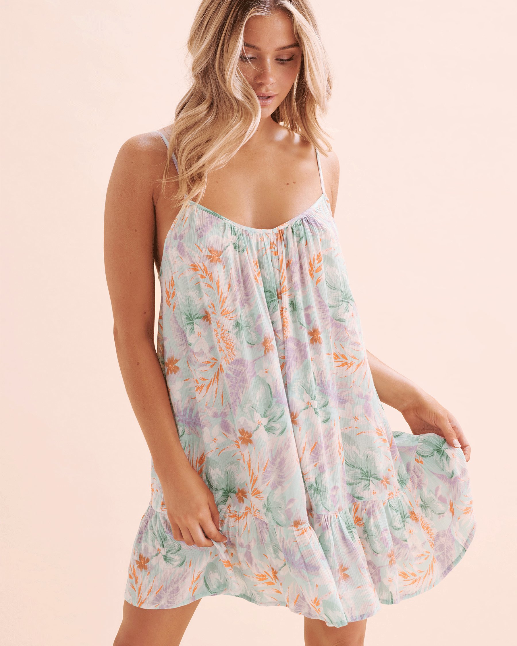 BILLABONG Robe courte de plage Beach Vibes Fleurs Lilas 24O601512 - Voir4