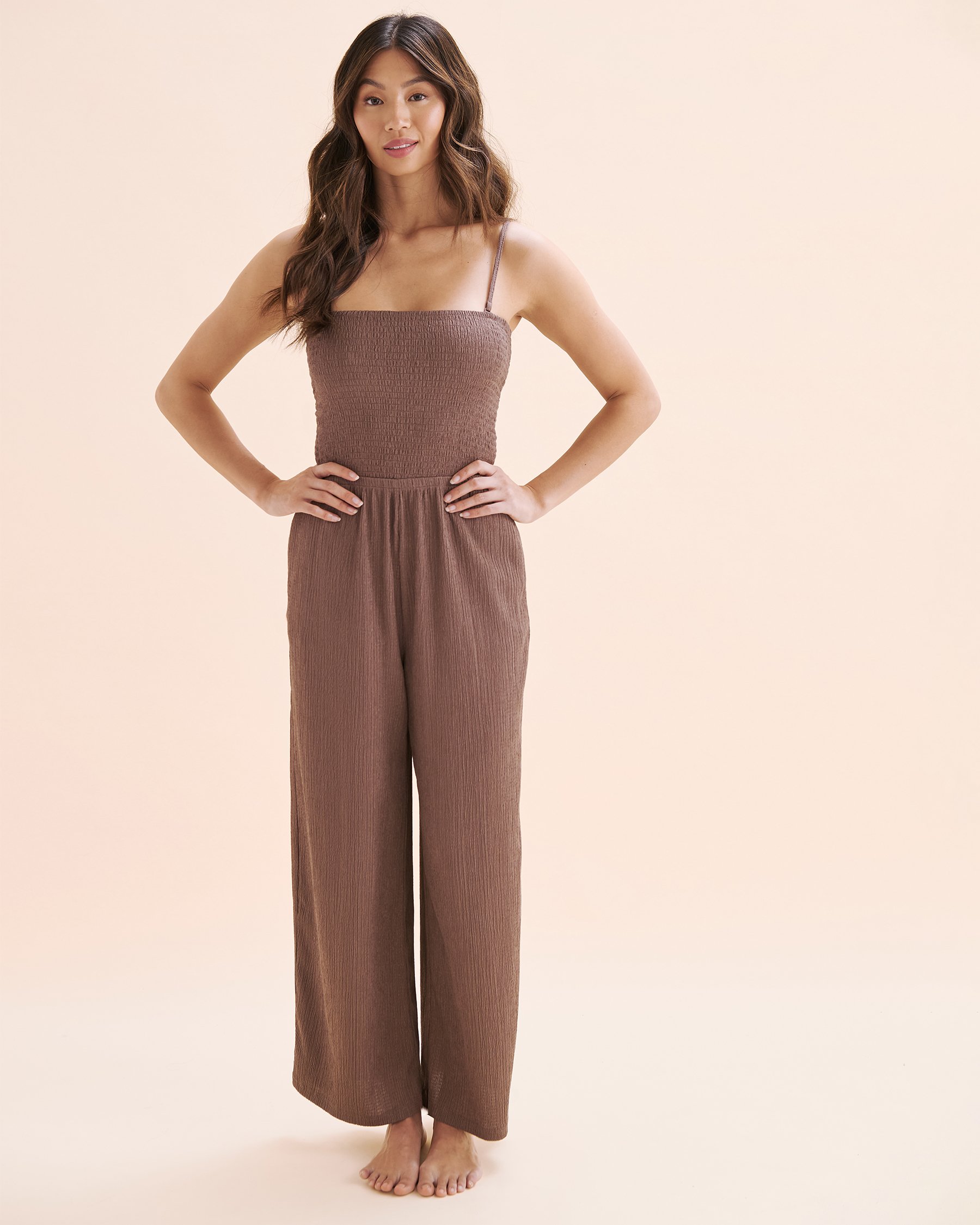 OFF THE BEACH Textured Tube Jumpsuit Deep Brown Taupe 02300152 - View5