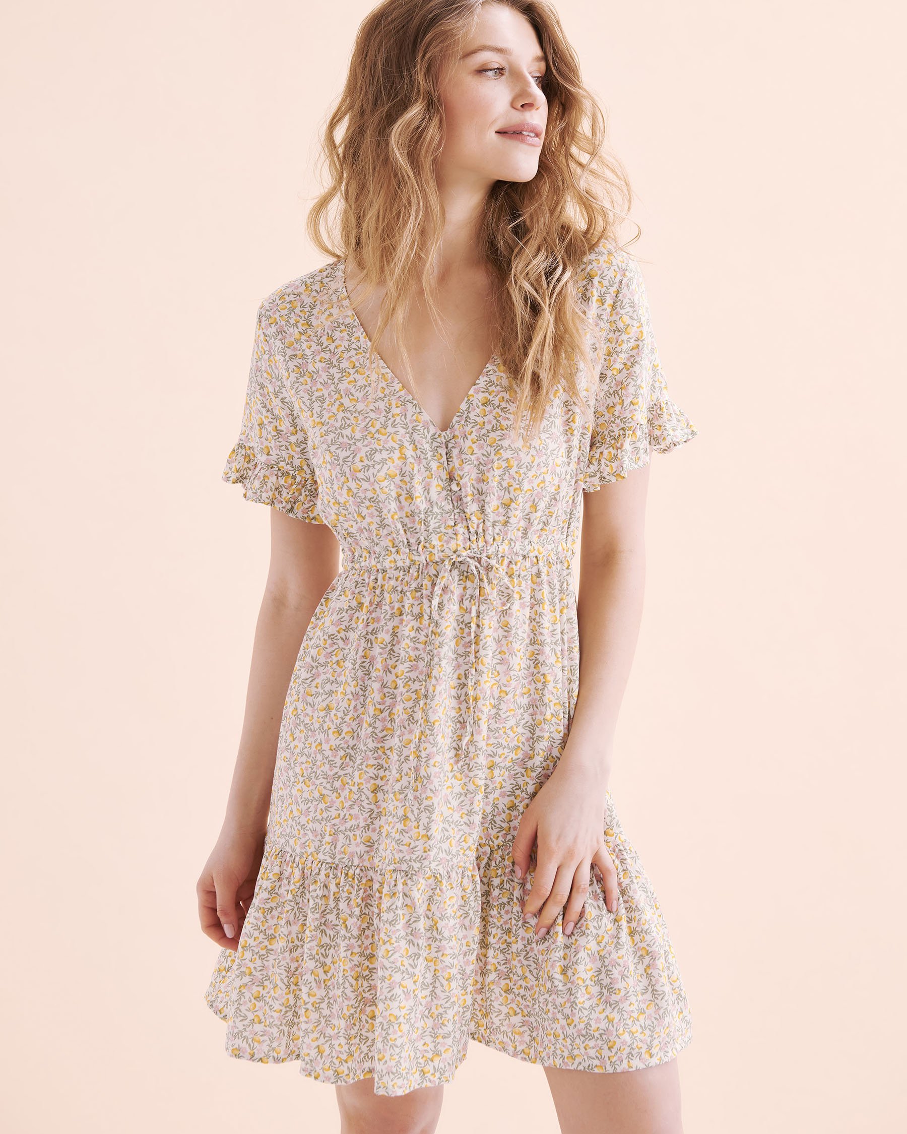 TROPIK Robe à volants en viscose Dobby Imprimé citron du jardin 02300150 - Voir6