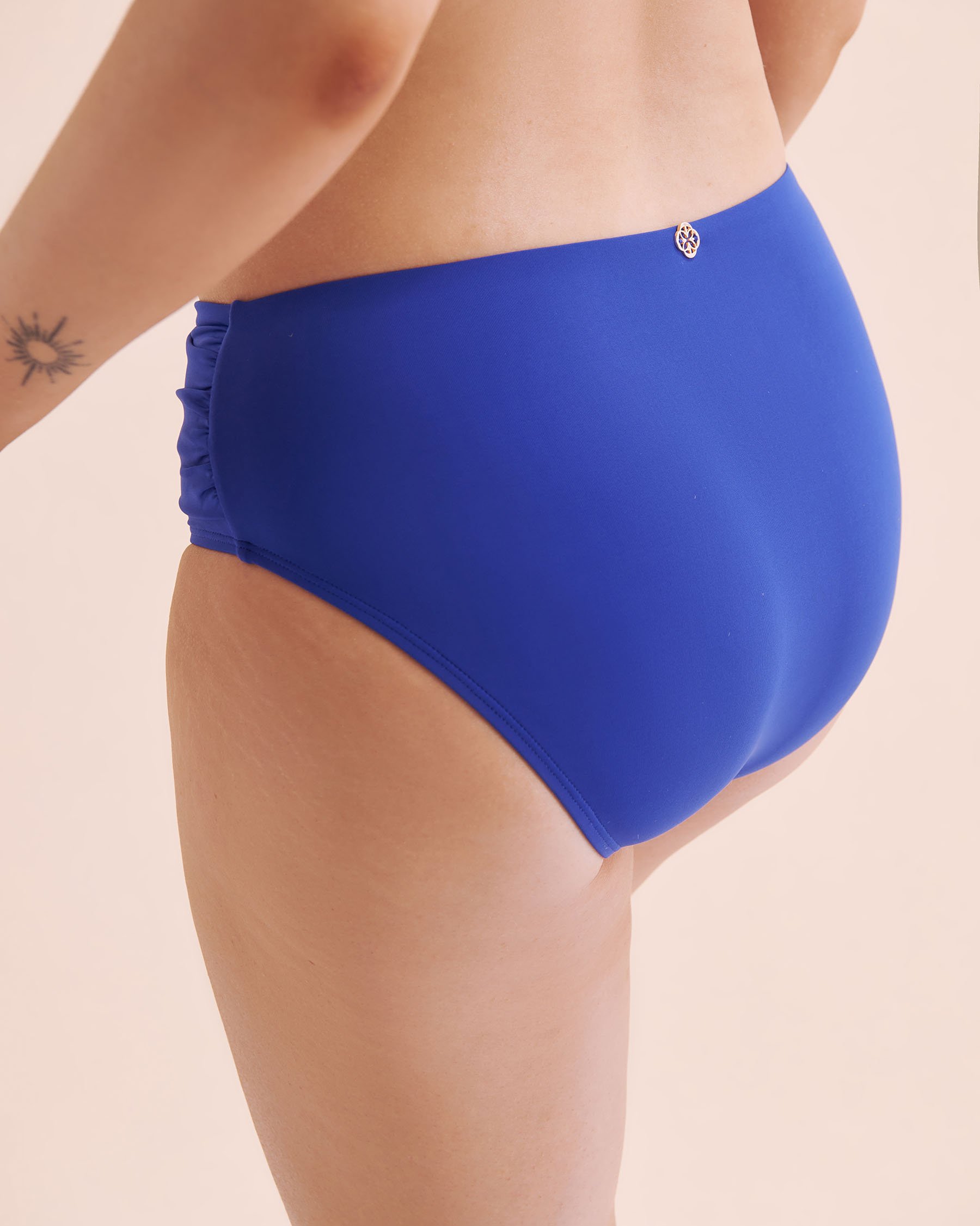 TURQUOISE COUTURE Bas de bikini taille mi-haute Mykonos Palm Bleu Surfez sur le Web 01300406 - Voir6