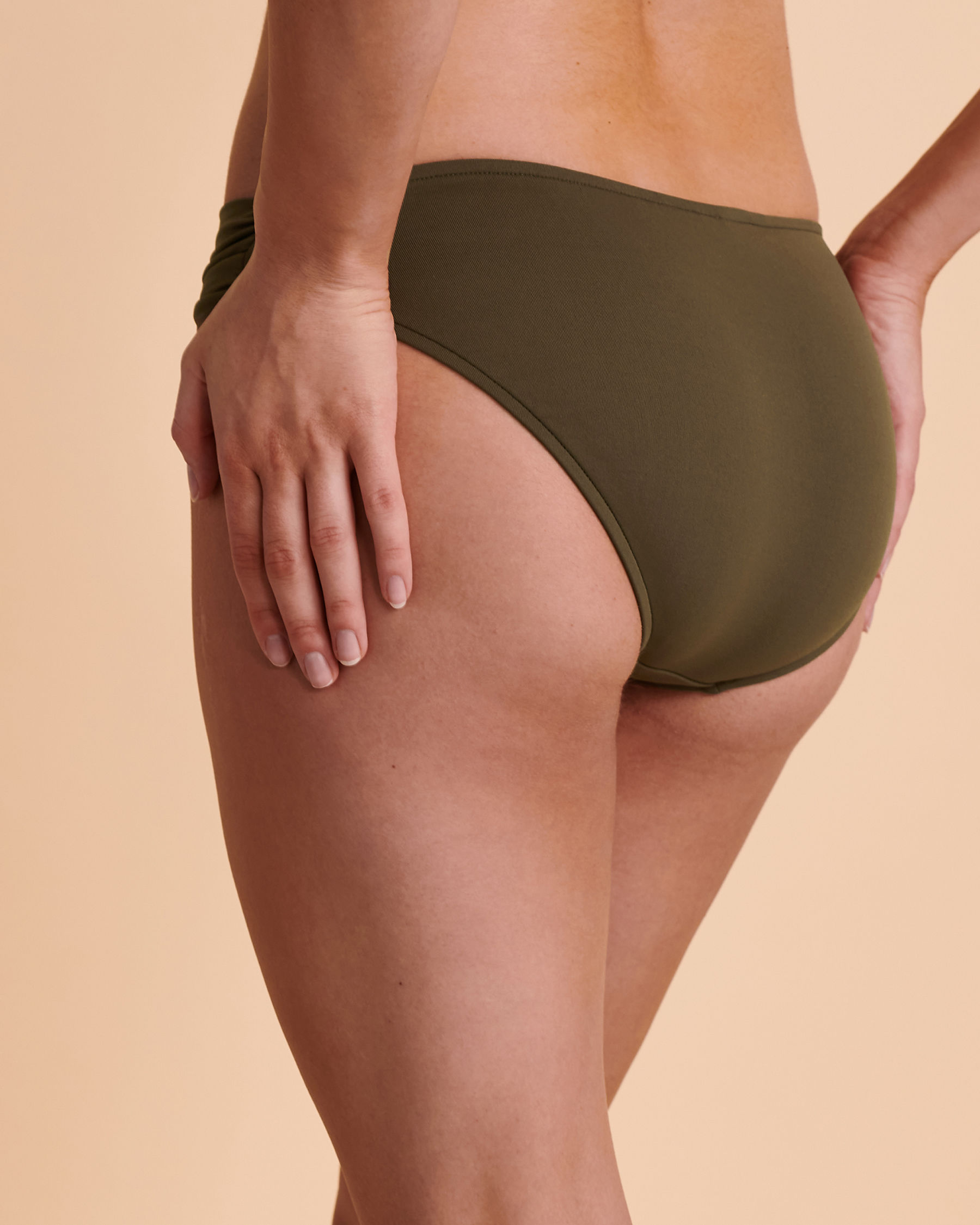 SEAFOLLY Bas de bikini bande de taille torsadée Olive S4320-065 - View2