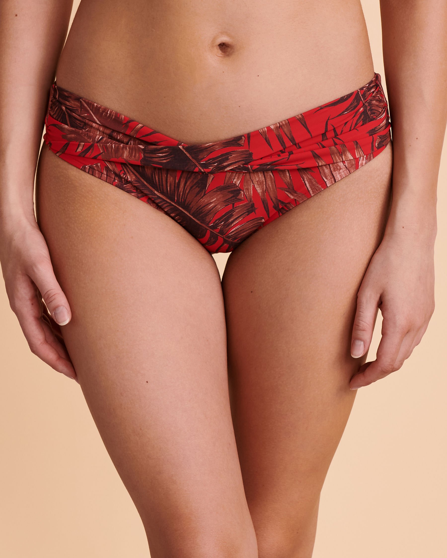 SEAFOLLY Bas de bikini bande de taille torsadée Fleuri rouge 44320-843 - Voir7