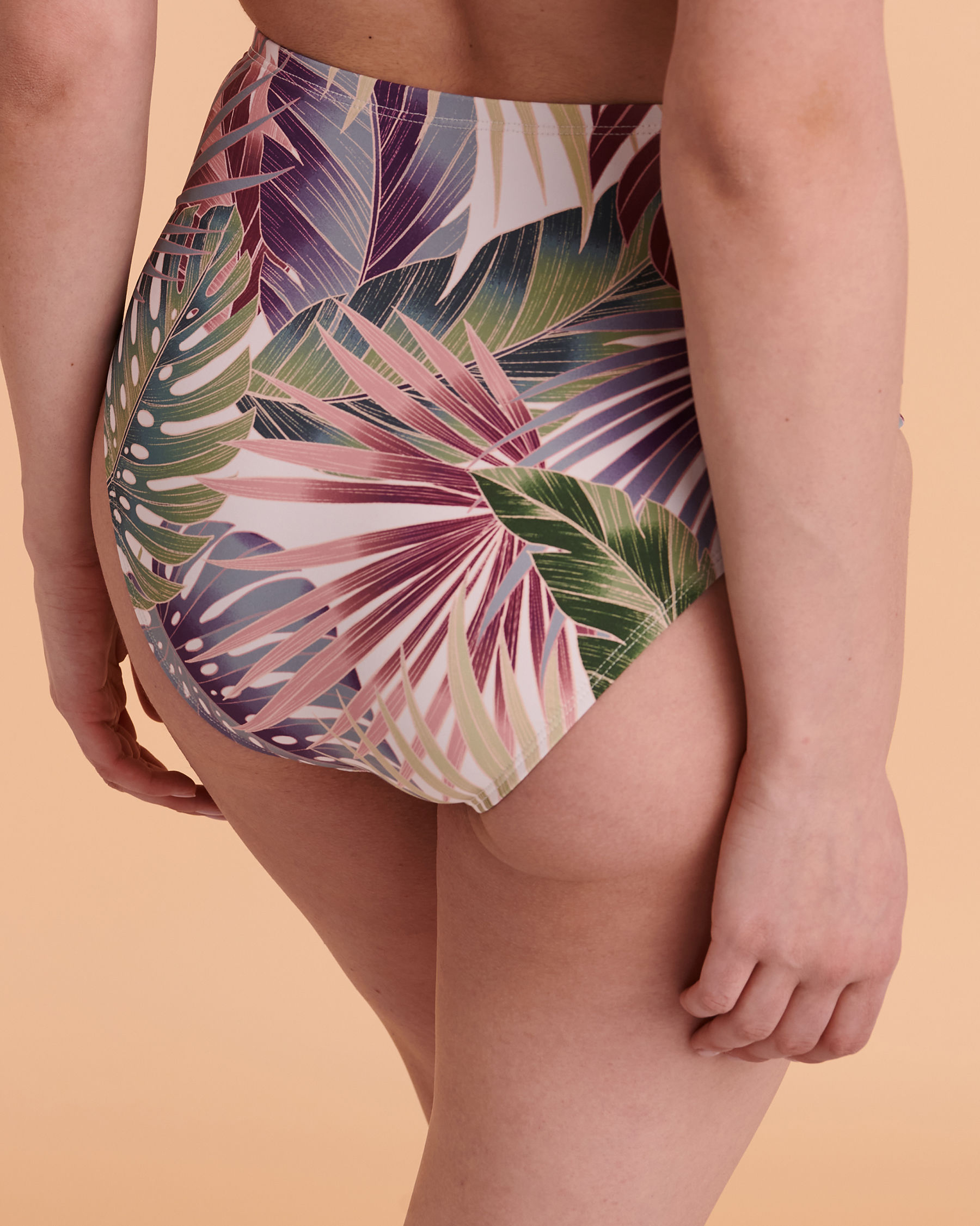 BLEU ROD BEATTIE IT'S A BREEZE Shirred High Waist Bikini Bottom Leaf print RBBZ22916H - View2