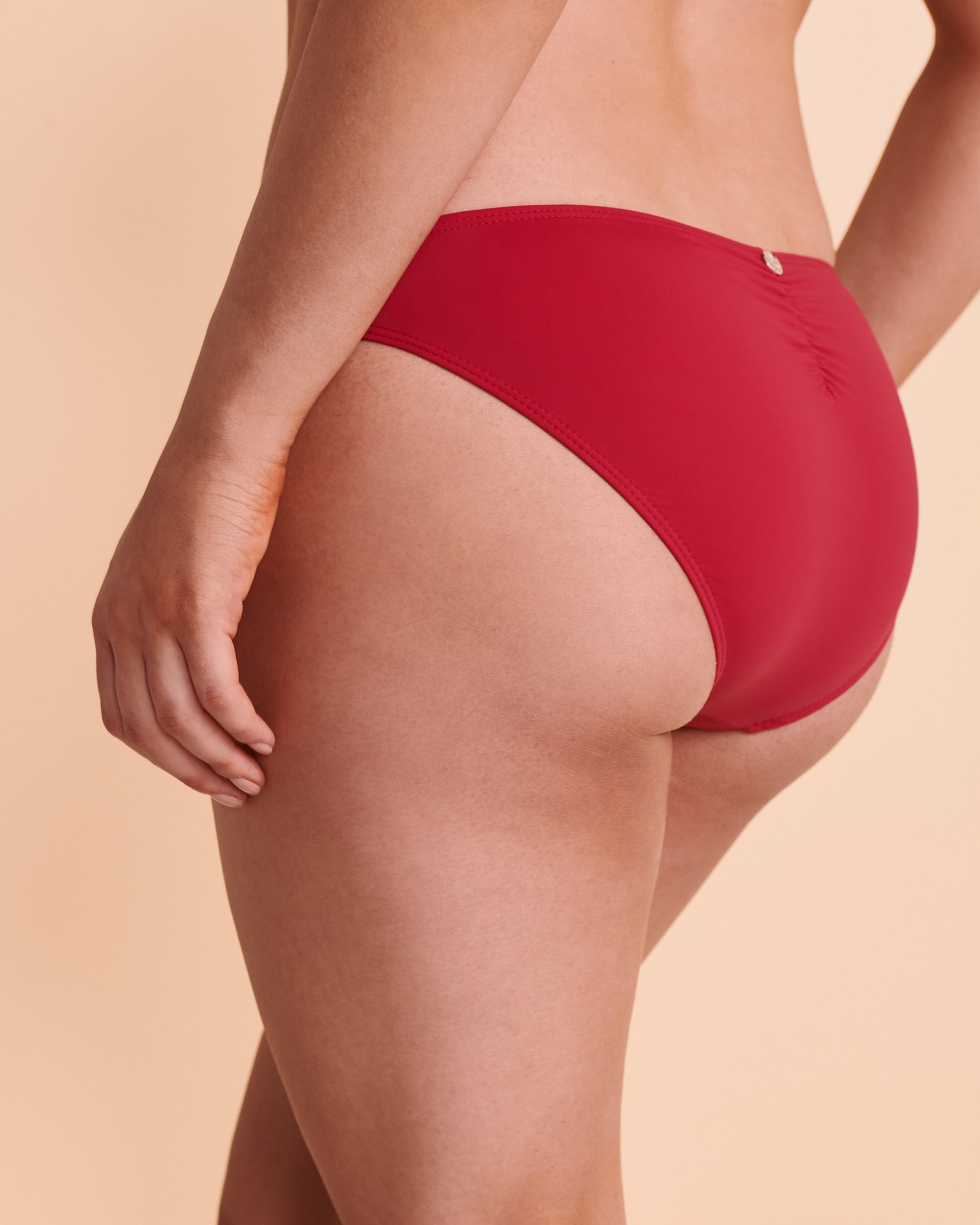 QUINTSOUL SOLID Lily Ruched Bikini Bottom Sangria W15195664 - View3