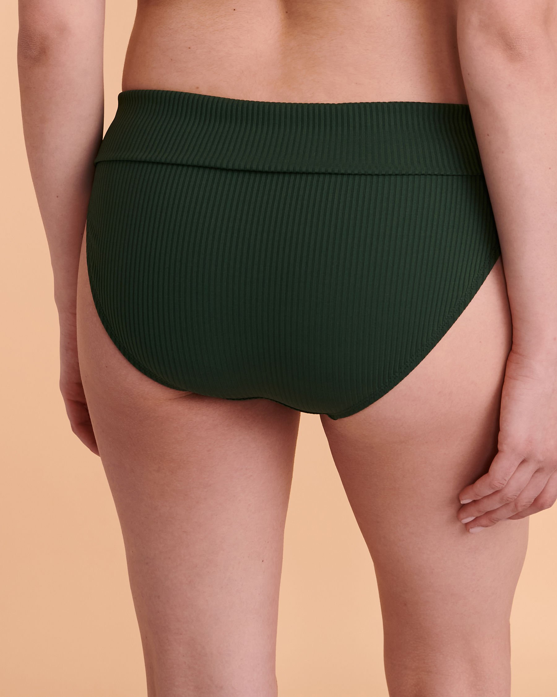 BLEU ROD BEATTIE Bas de bikini bande de taille pliable WALK THE LINE Vert côtelé RBWL22929H - View2