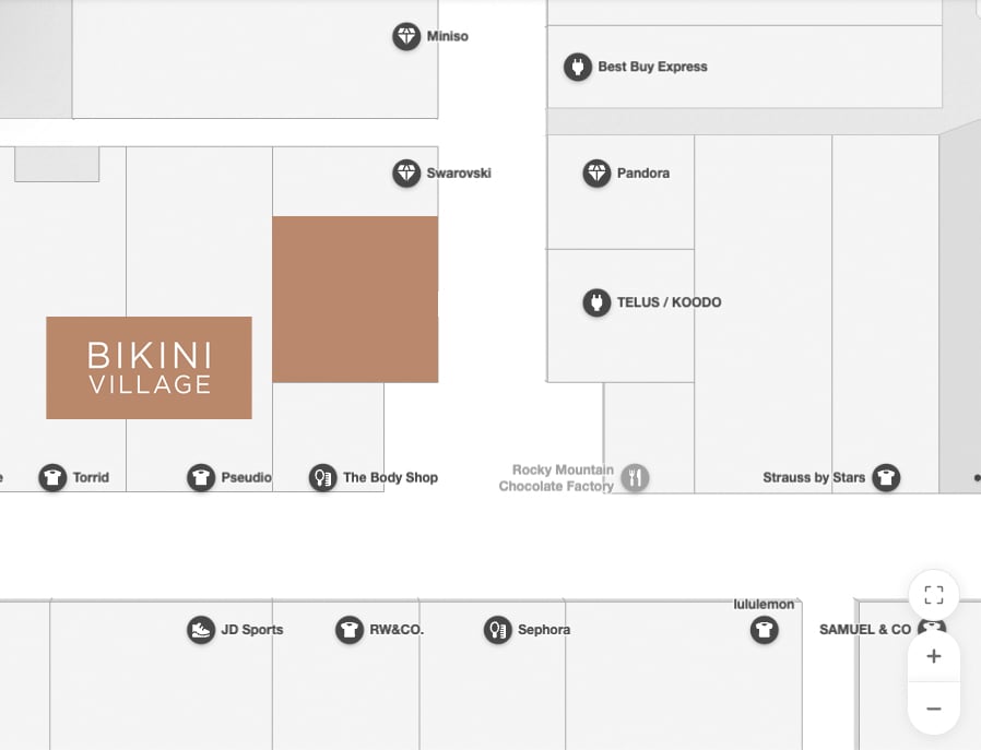 Carte du Georgian Mall - où trouver la boutique Bikini Village