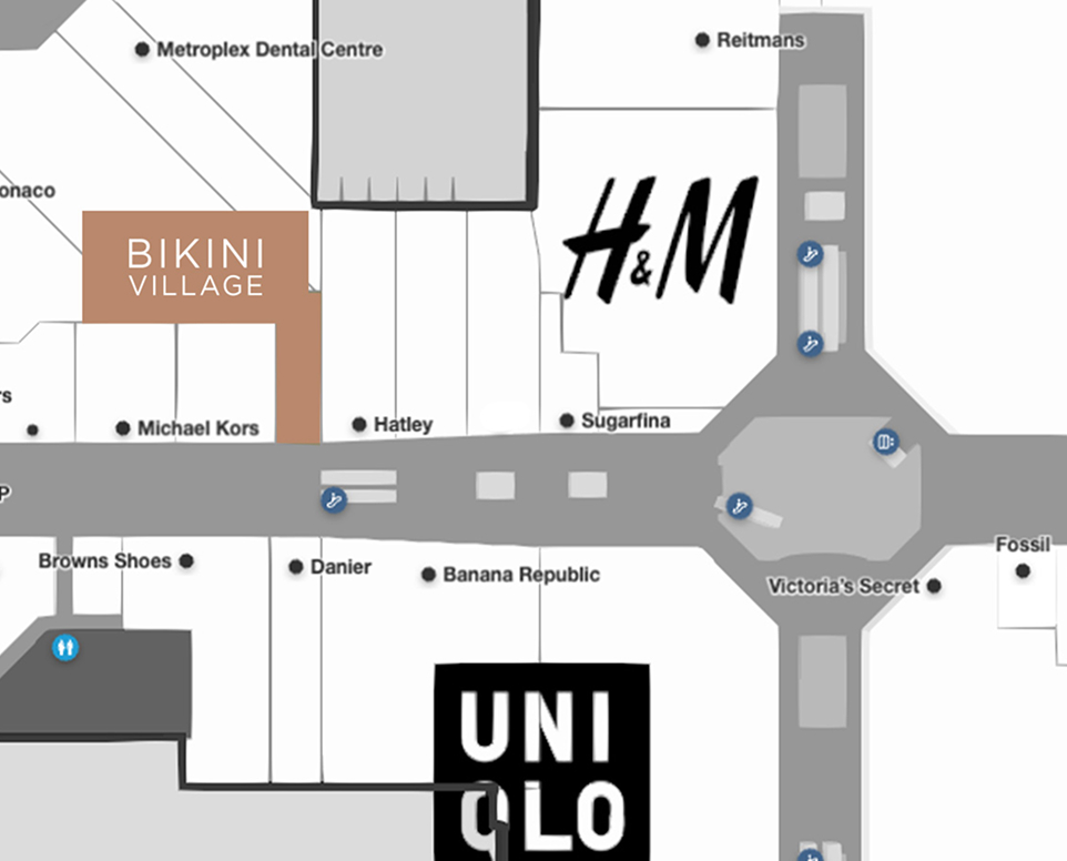 Carte du Metropolis at Metrotown - où trouver la boutique Bikini Village