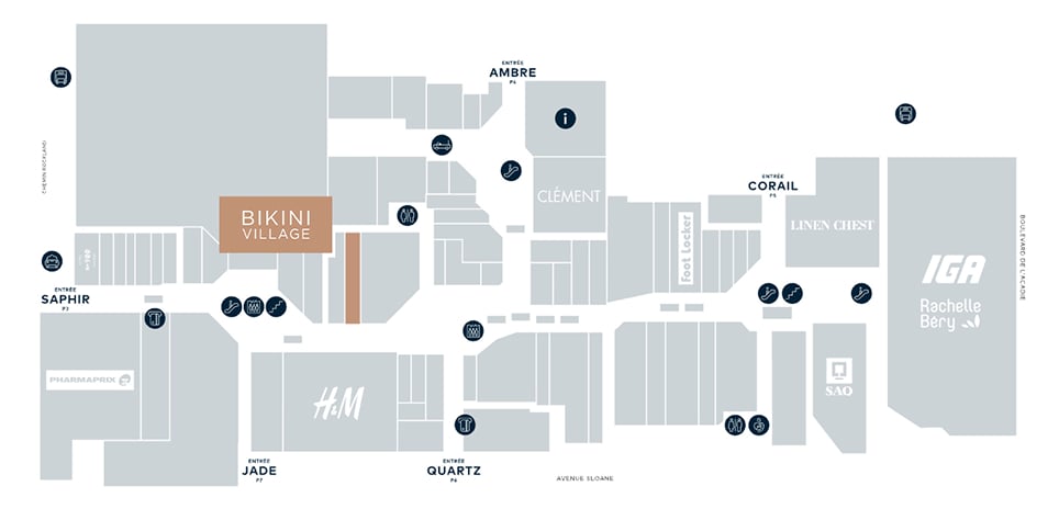 Map of Rockland Centre - Where to find Bikini Village