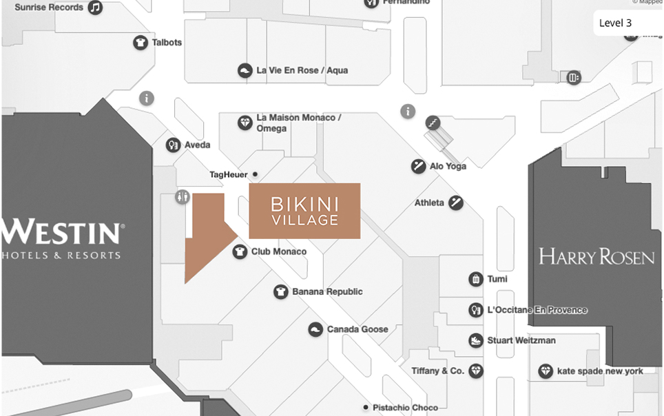 Map of Rideau Centre - Where to find Bikini Village