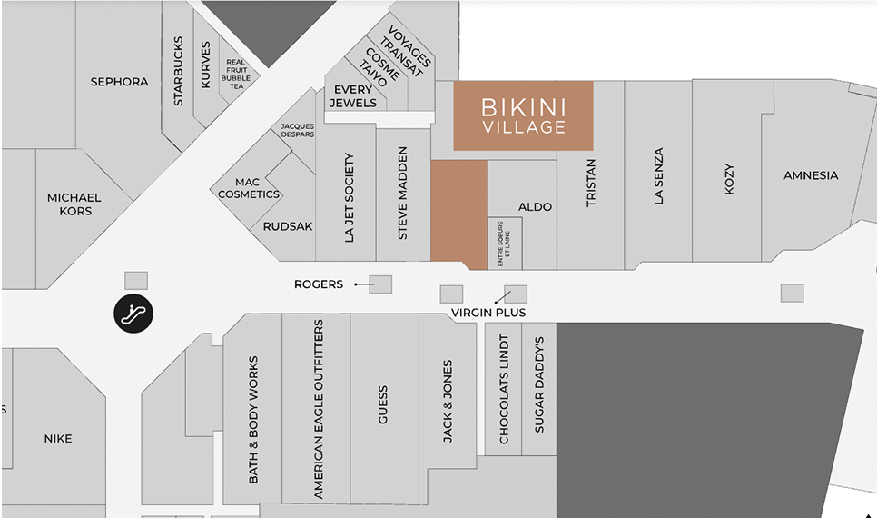 Carte des Galeries de la Capitale - où trouver la boutique Bikini Village