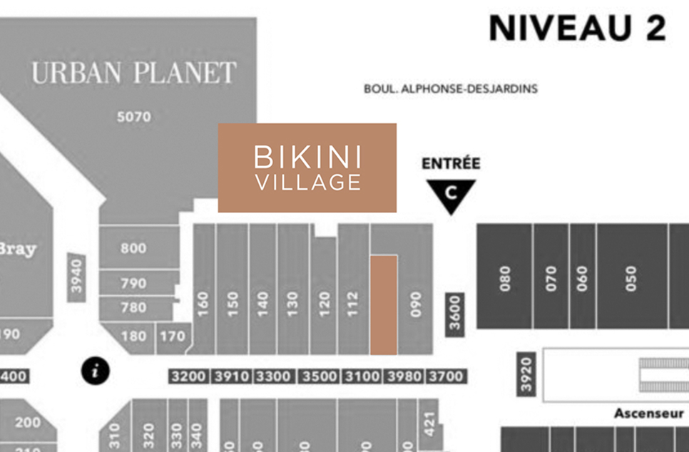 Carte des Galeries Chagnon - où trouver la boutique Bikini Village