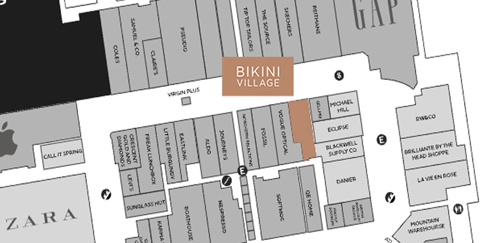 Halifax Shopping Centre map - Where to find Bikini Village