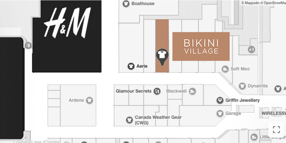 Champlain Place map - Where to find Bikini Village