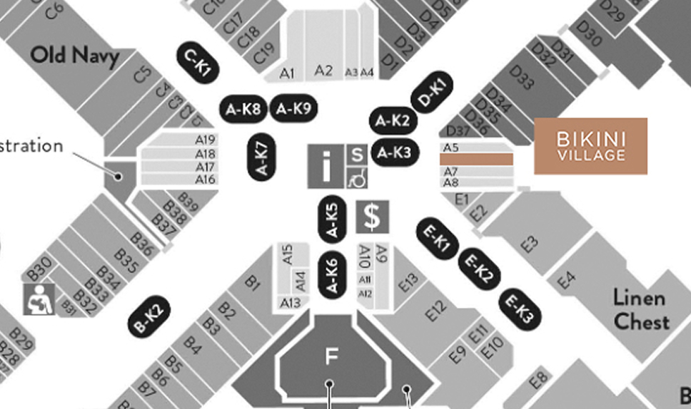 Carte du Carrefour Angrignon - Où trouver la boutique Bikini Village