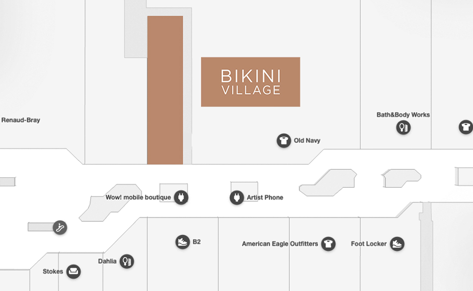 Carte de Fairview Pointe-Claire - où trouver la boutique Bikini Village