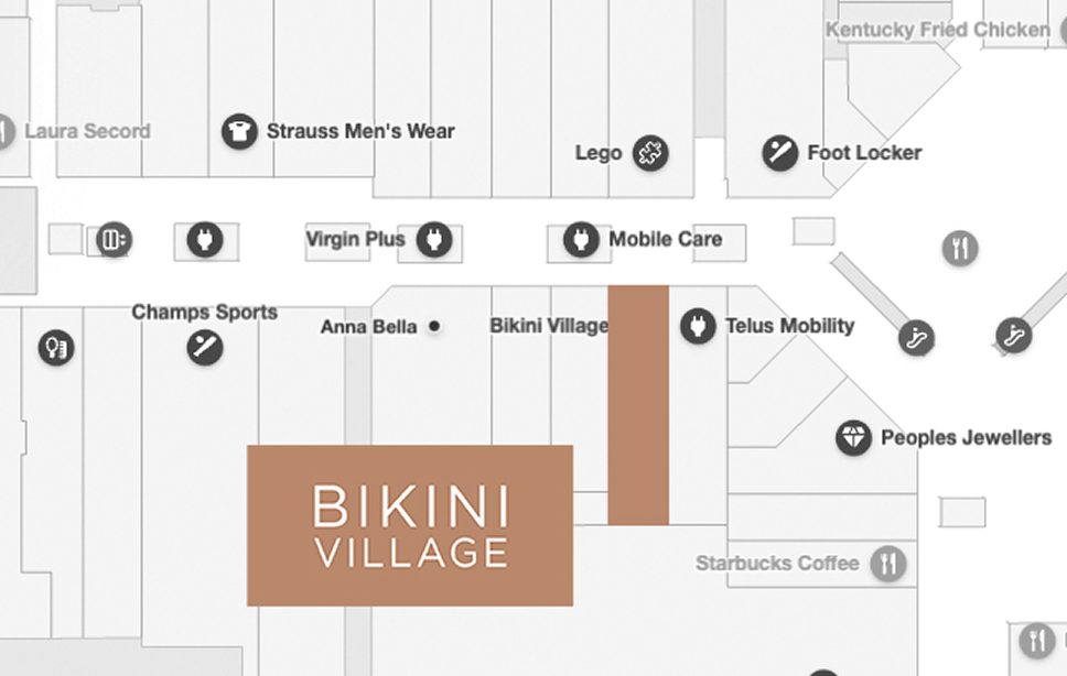 Carte du Fairview Mall - où trouver la boutique Bikini Village