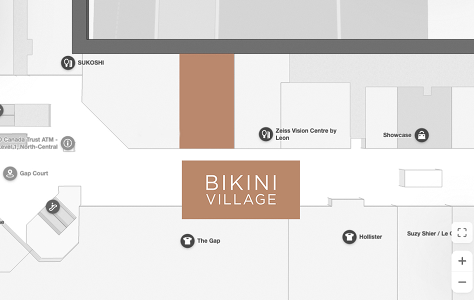 Carte du Eaton Centre - où trouver la boutique Bikini Village