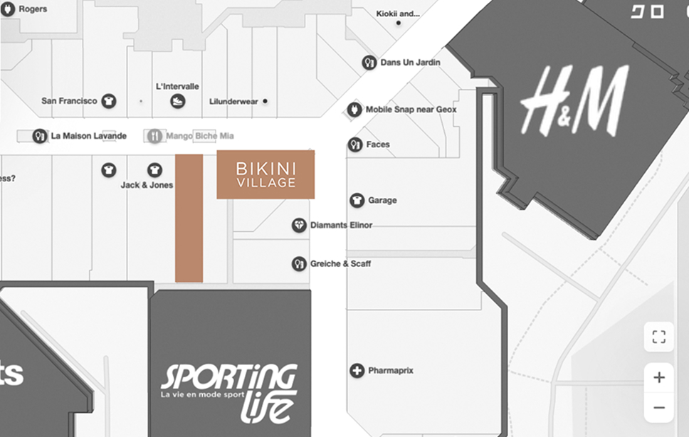 Carte du Carrefour Laval - où trouver la boutique Bikini Village