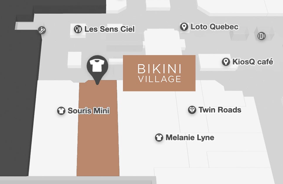 Carte de la Place Montréal Trust - où trouver la boutique Bikini Village
